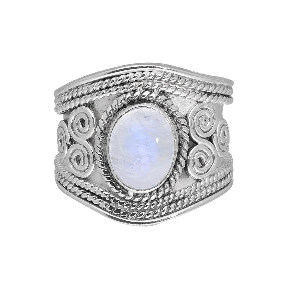 Rainbow Moonstone Ring Solid 925 Sterling Silver Gemstone Jewelry - YoTreasure