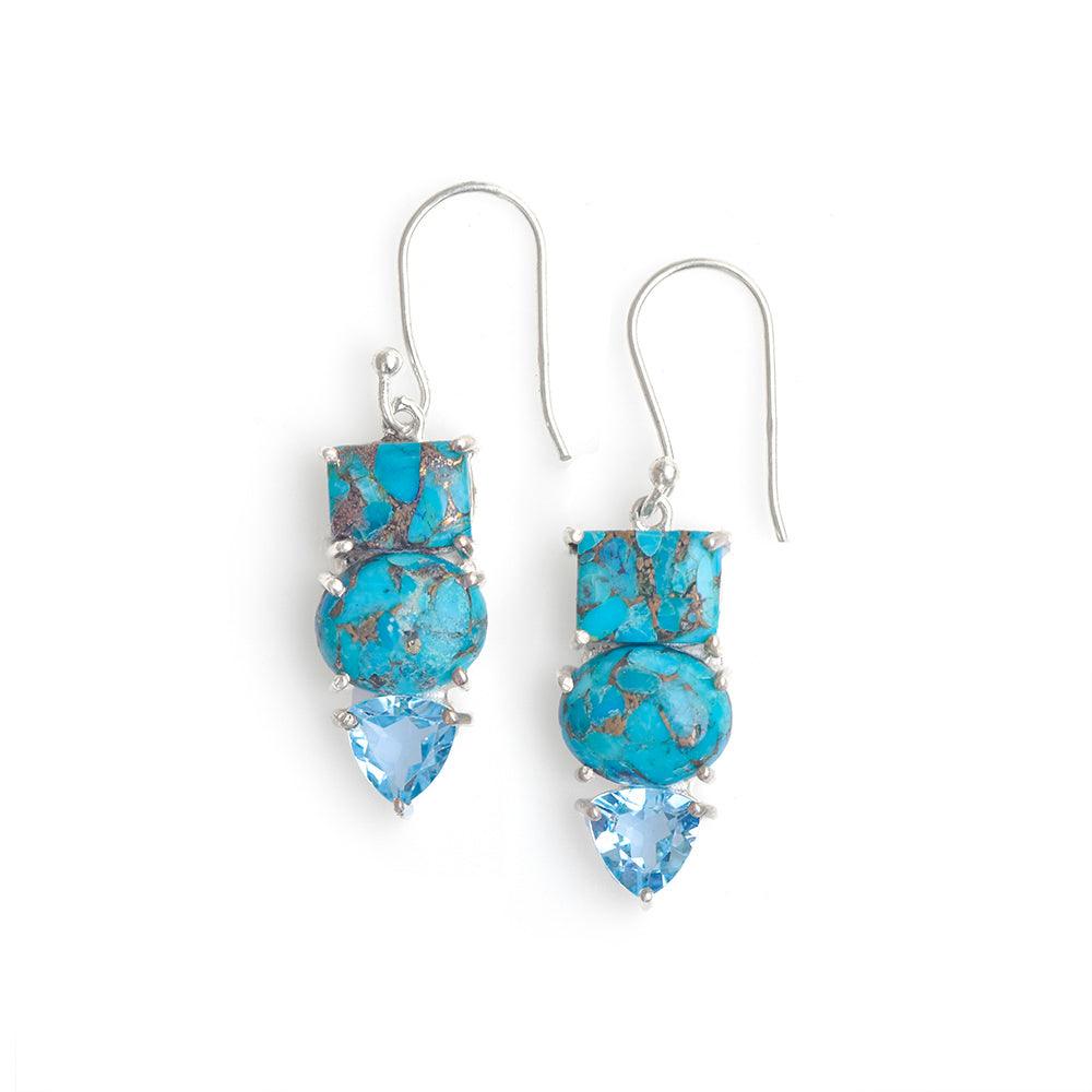 Turquoise Blue Topaz Solid 925 Sterling Silver Dangle Earrings Jewelry - YoTreasure