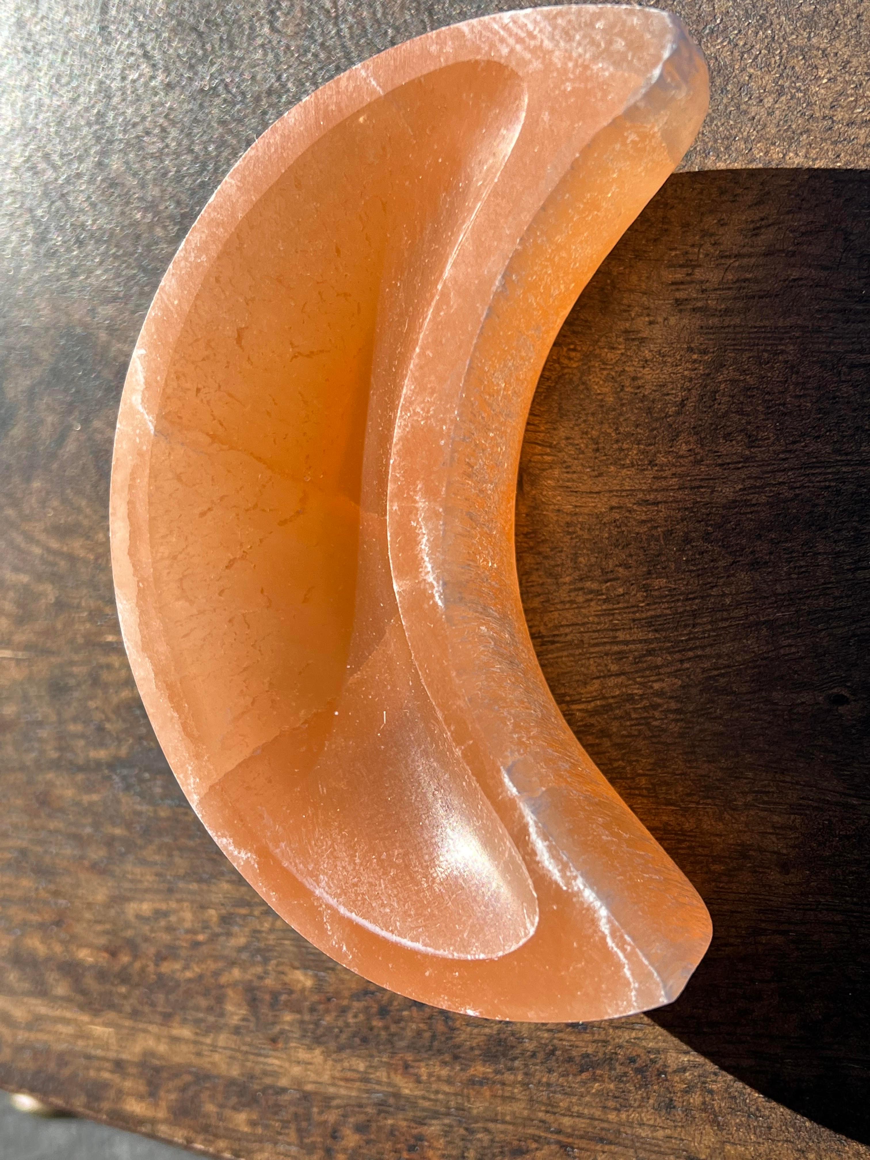 Natural Orange Moon Selenite Healing Ability Crystal Chargin Bowls - YoTreasure