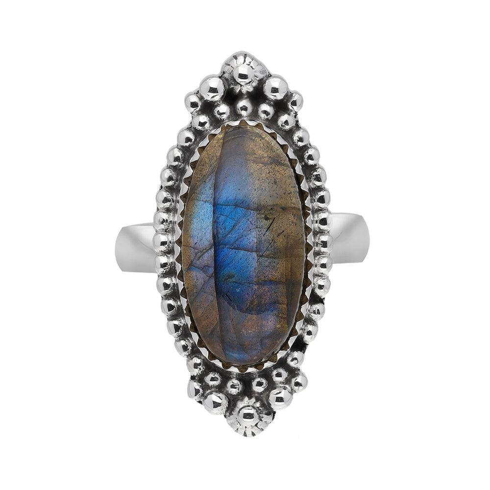 Labradorite Bold Ring Solid 925 Sterling Silver Gemstone Jewelry - YoTreasure