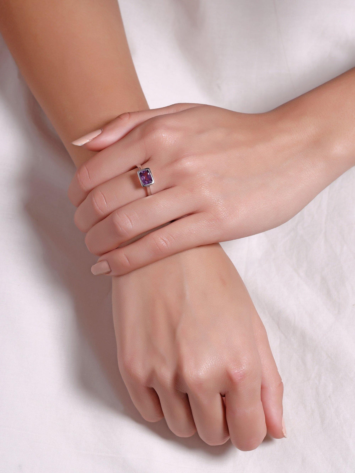 1.74 Ct. Amethyst Solid 925 Sterling Silver Ring Jewelry - YoTreasure