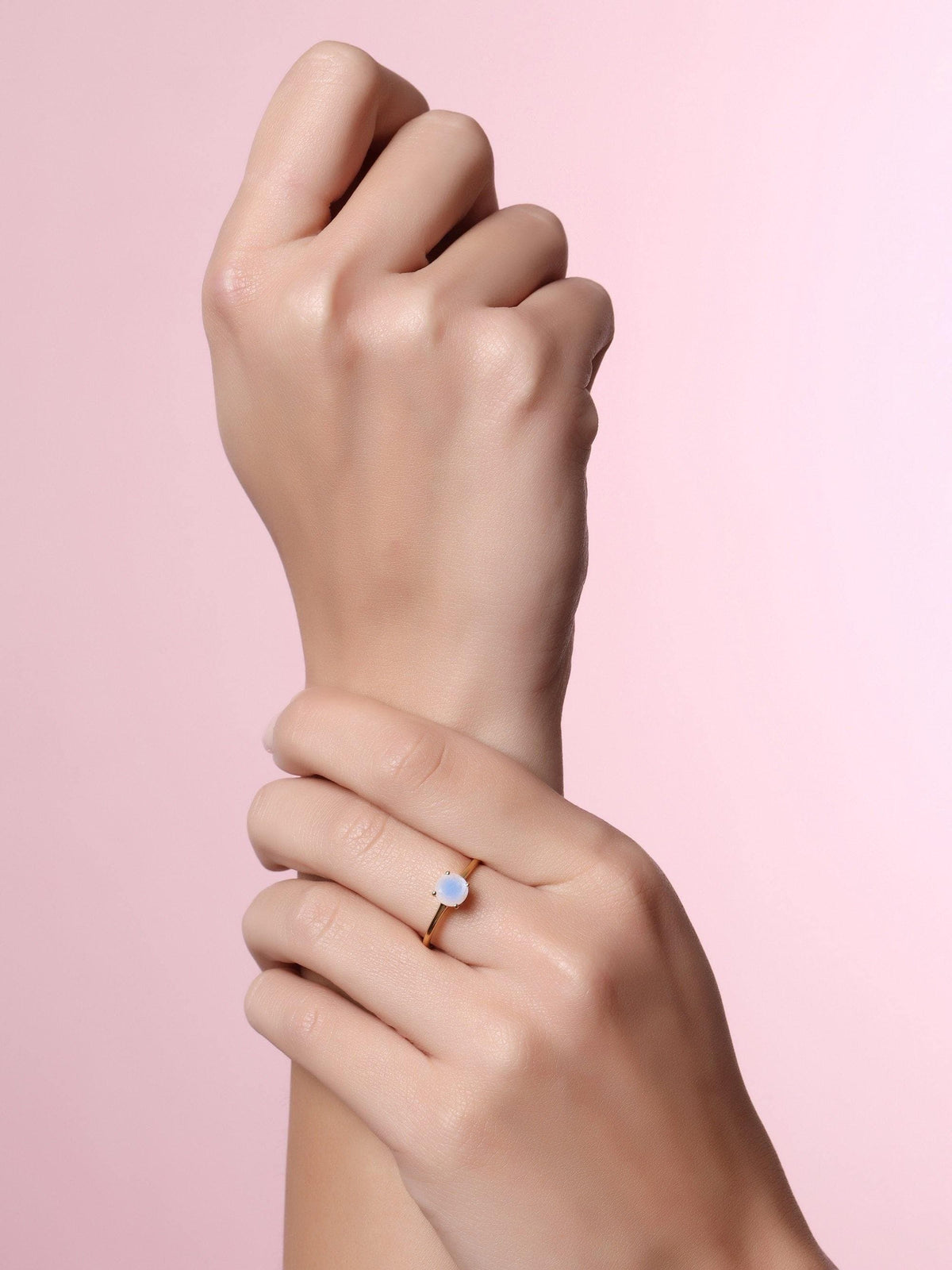 0.60 Ct Moonstone Solid 10k Yellow Gold Solitaire Ring Jewelry - YoTreasure