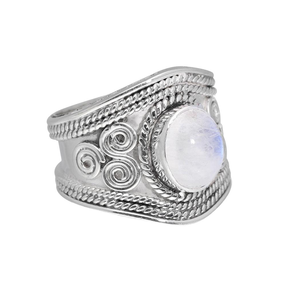 Rainbow Moonstone Ring Solid 925 Sterling Silver Gemstone Jewelry - YoTreasure
