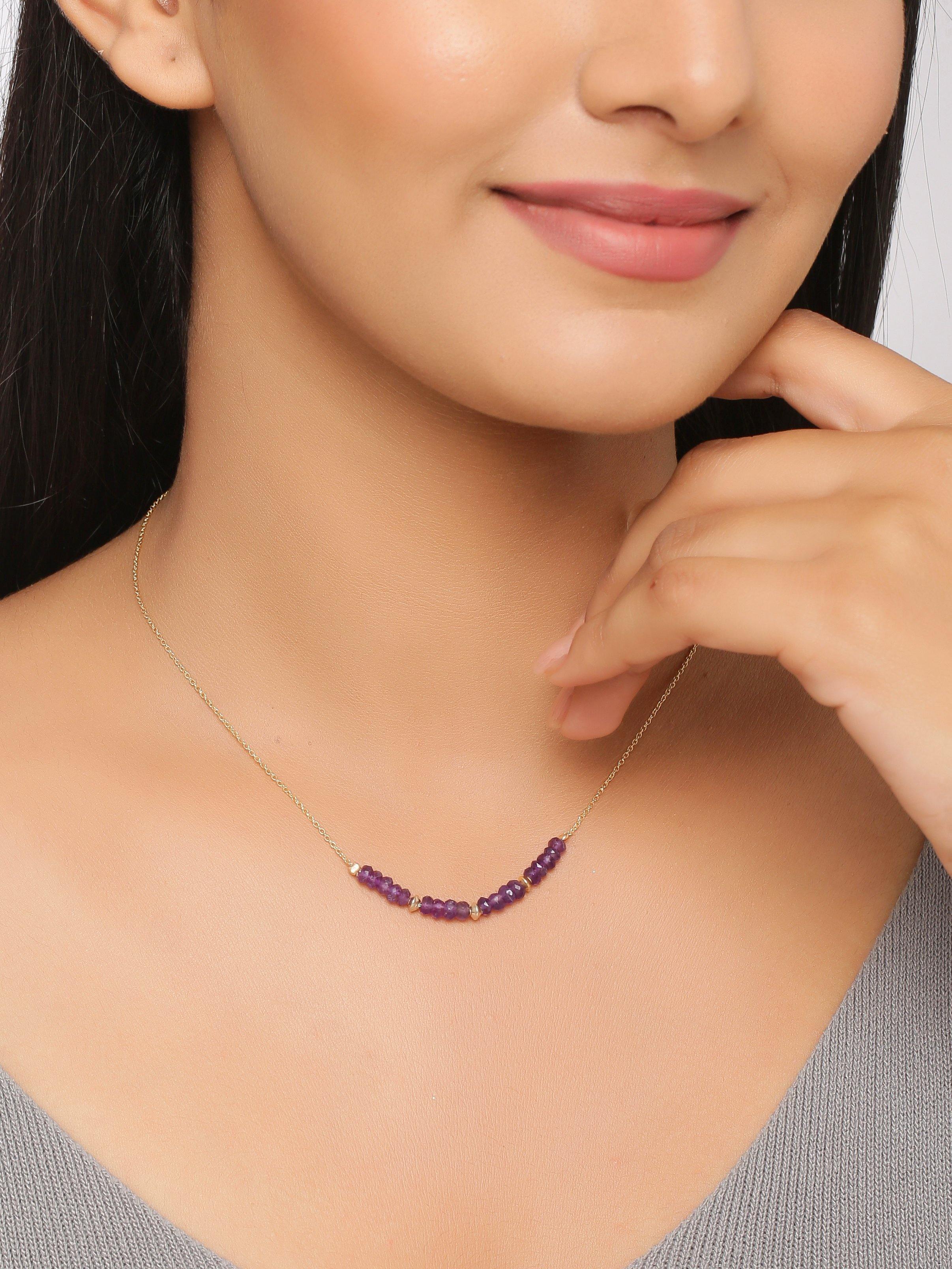 Amethyst Solid 925 Sterling Silver Gold Plated Chain Pendant Necklace Jewelry - YoTreasure