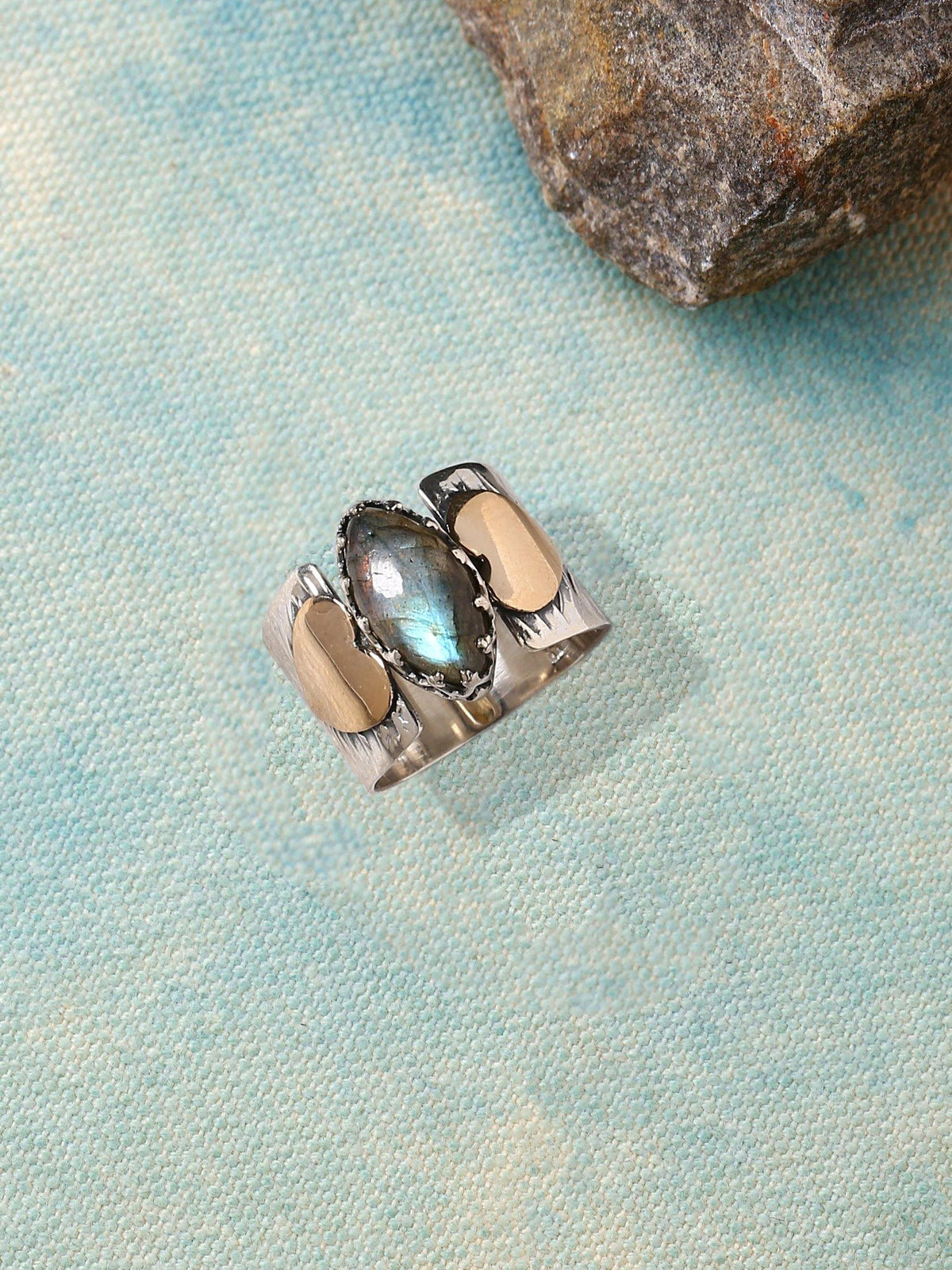 Labradorite Solid 925 Sterling Silver Brass Ring Jewelry - YoTreasure