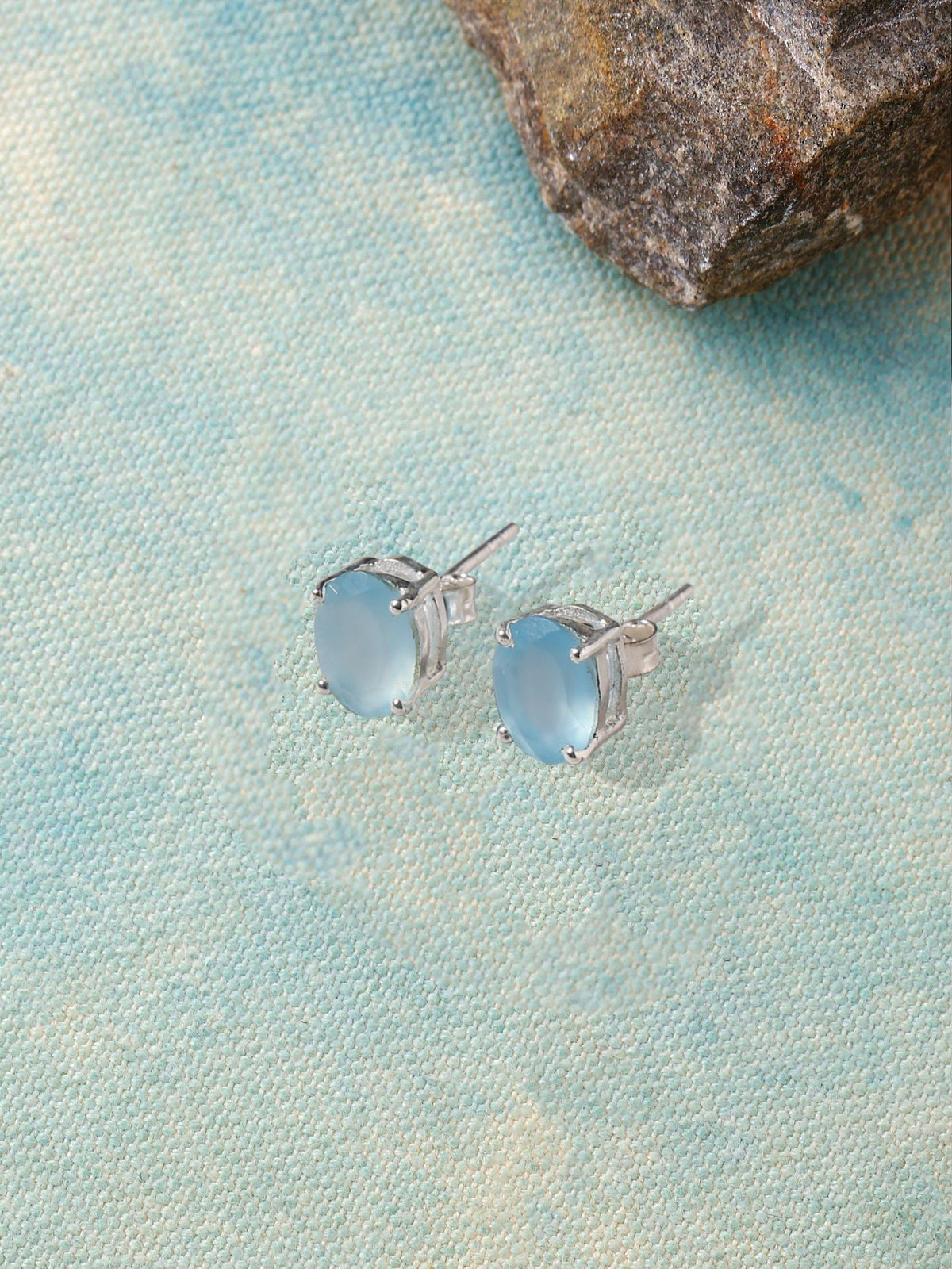 Blue Onyx Solid 925 Sterling Silver Stud Earrings - YoTreasure