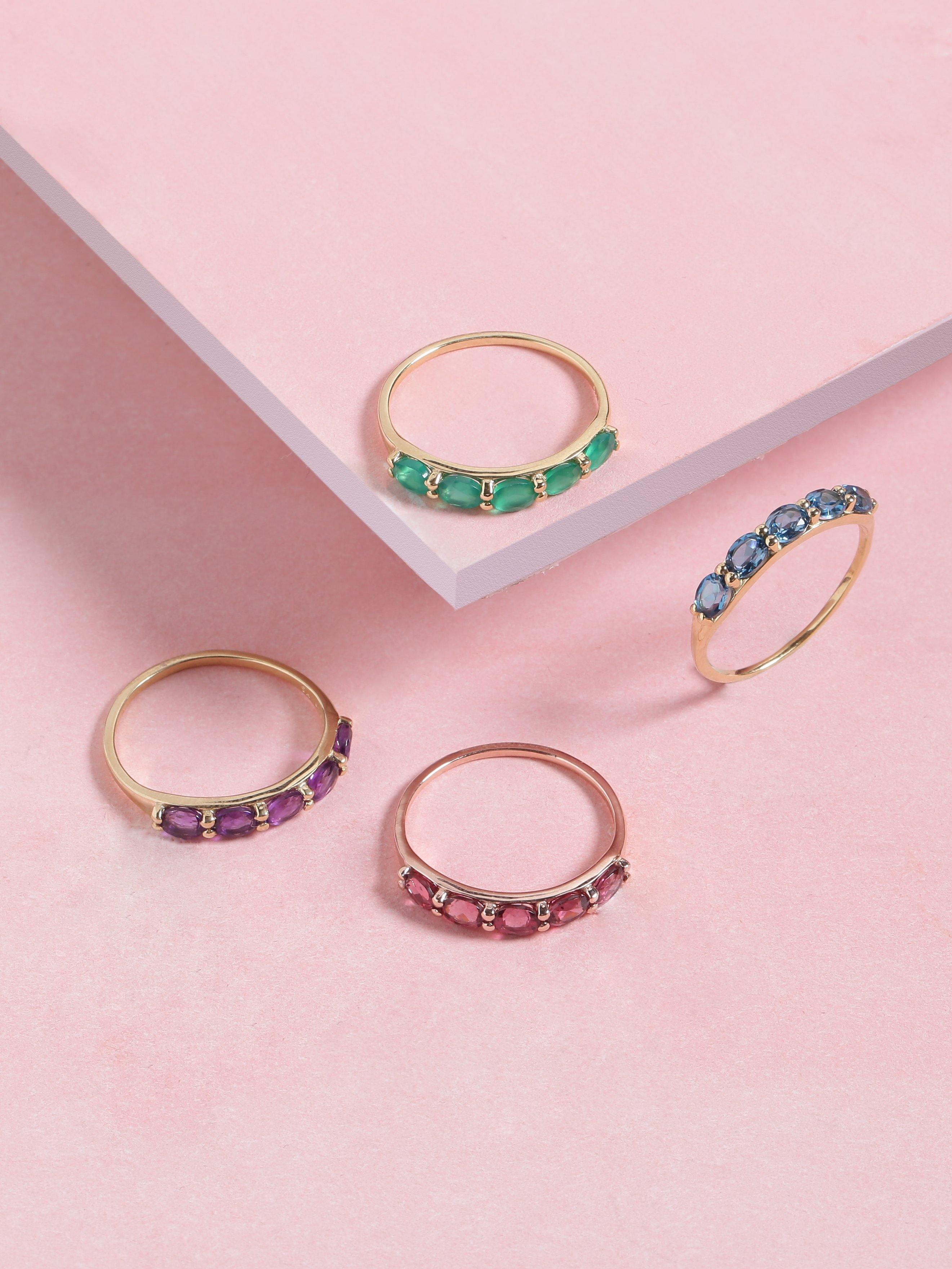 Rainbow Moonstone Solid 10K Yellow Gold Gemstone Ring - YoTreasure