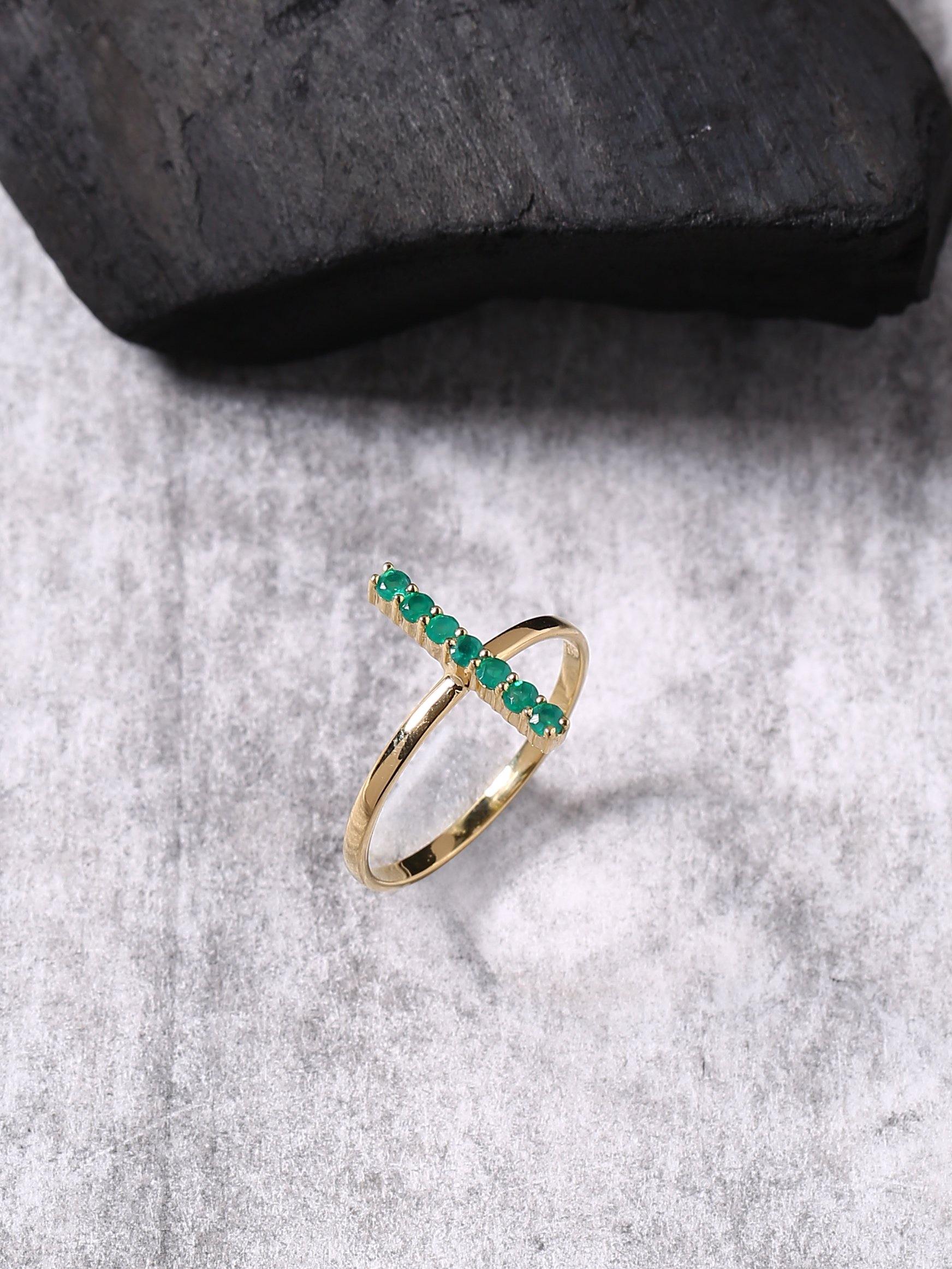 Green Onyx Solid 925 Sterling Silver Gold Plated Ring Jewelry - YoTreasure