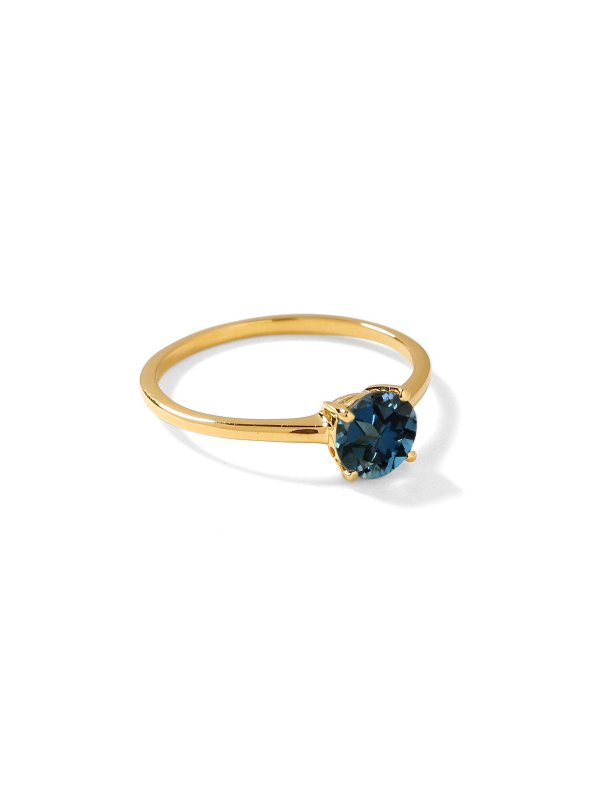 0.96 Ct London Blue Topaz Solid 10k Yellow Gold Solitaire Ring Jewelry - YoTreasure