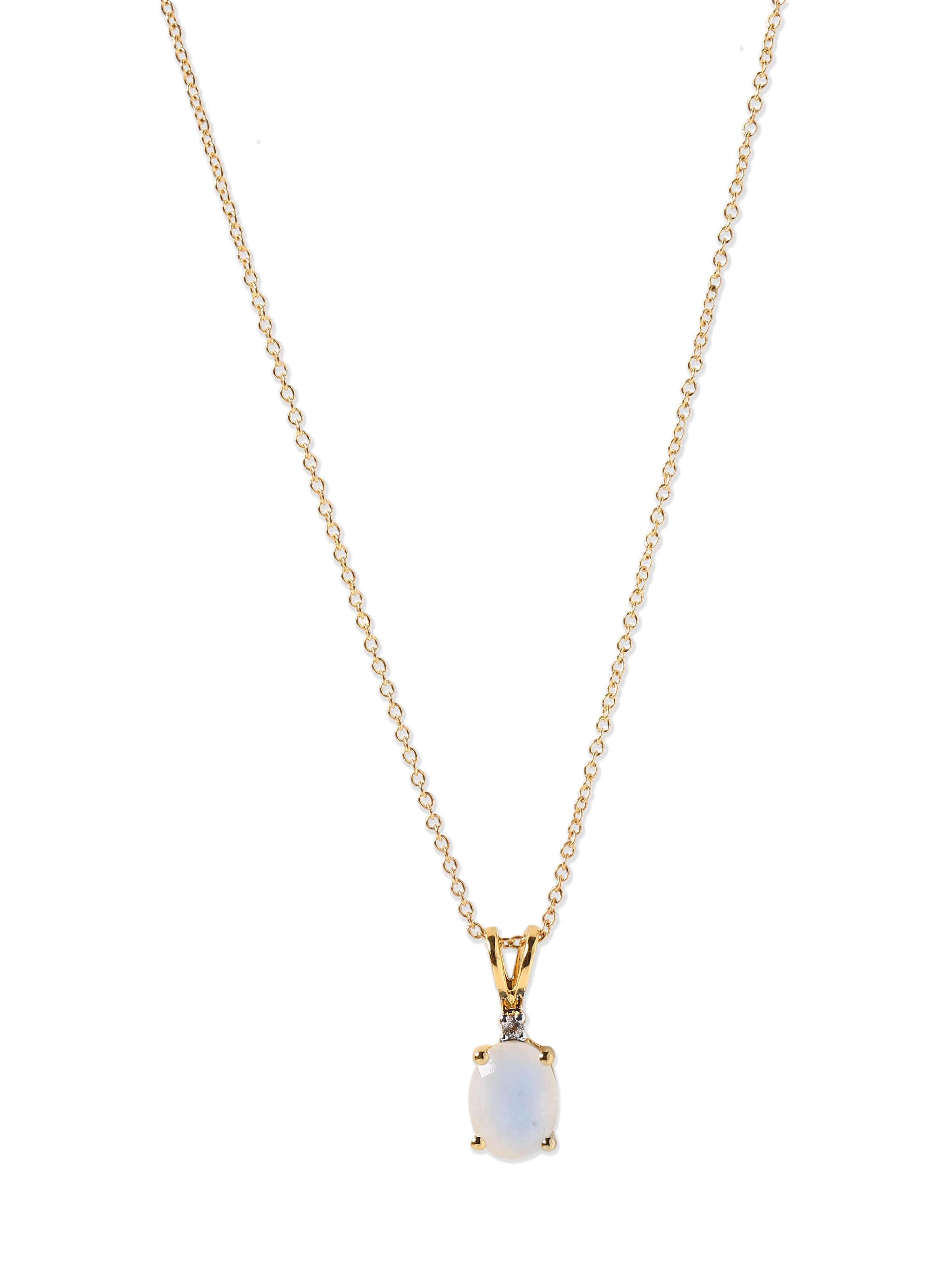 1.57 Ct. Moonstone Solid 10K Yellow Gold 18" Chain Pendant Necklace - YoTreasure