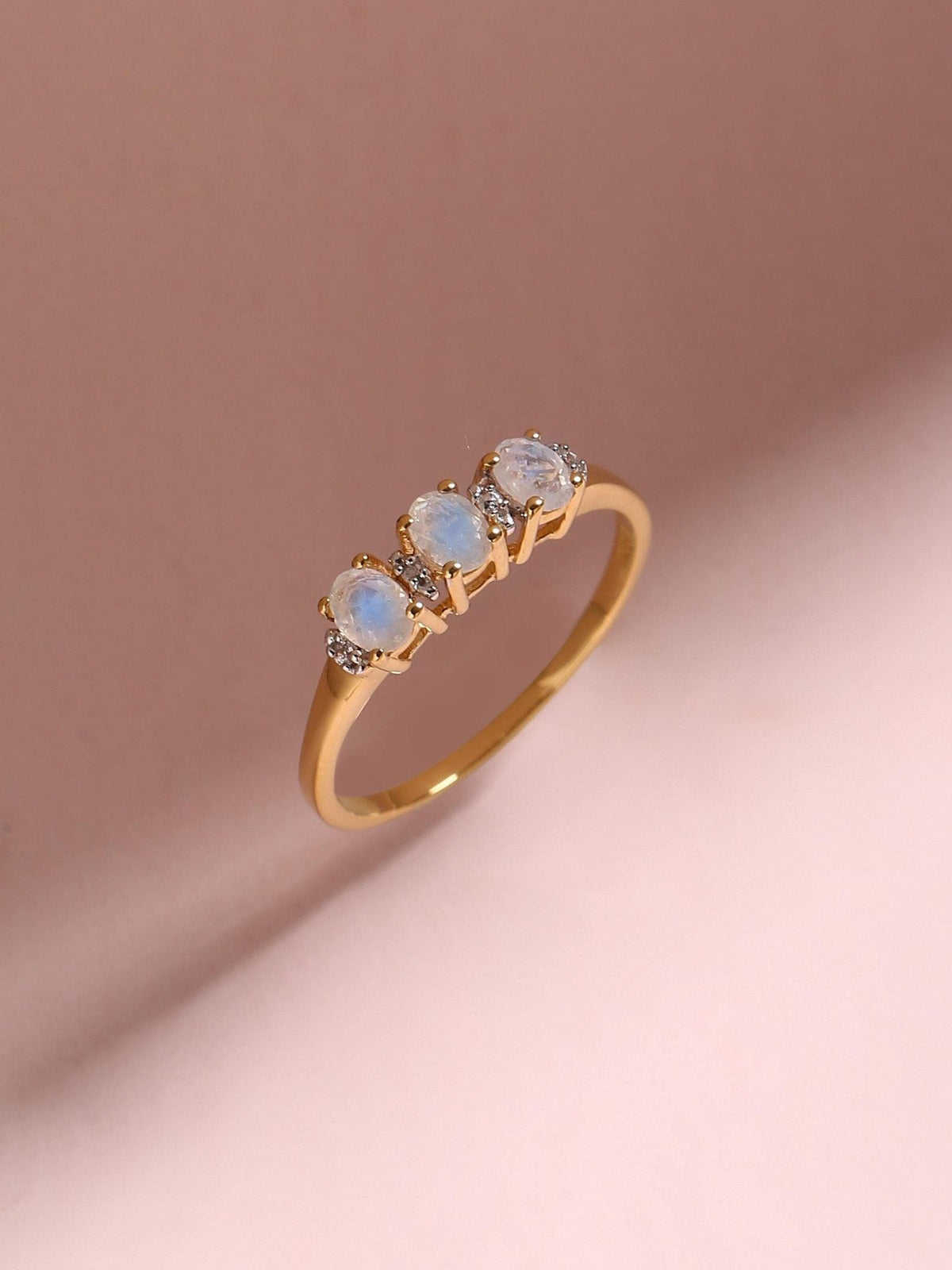 0.46 Ct. Rainbow Moonstone Solid 10k Yellow Gold Ring Jewelry - YoTreasure