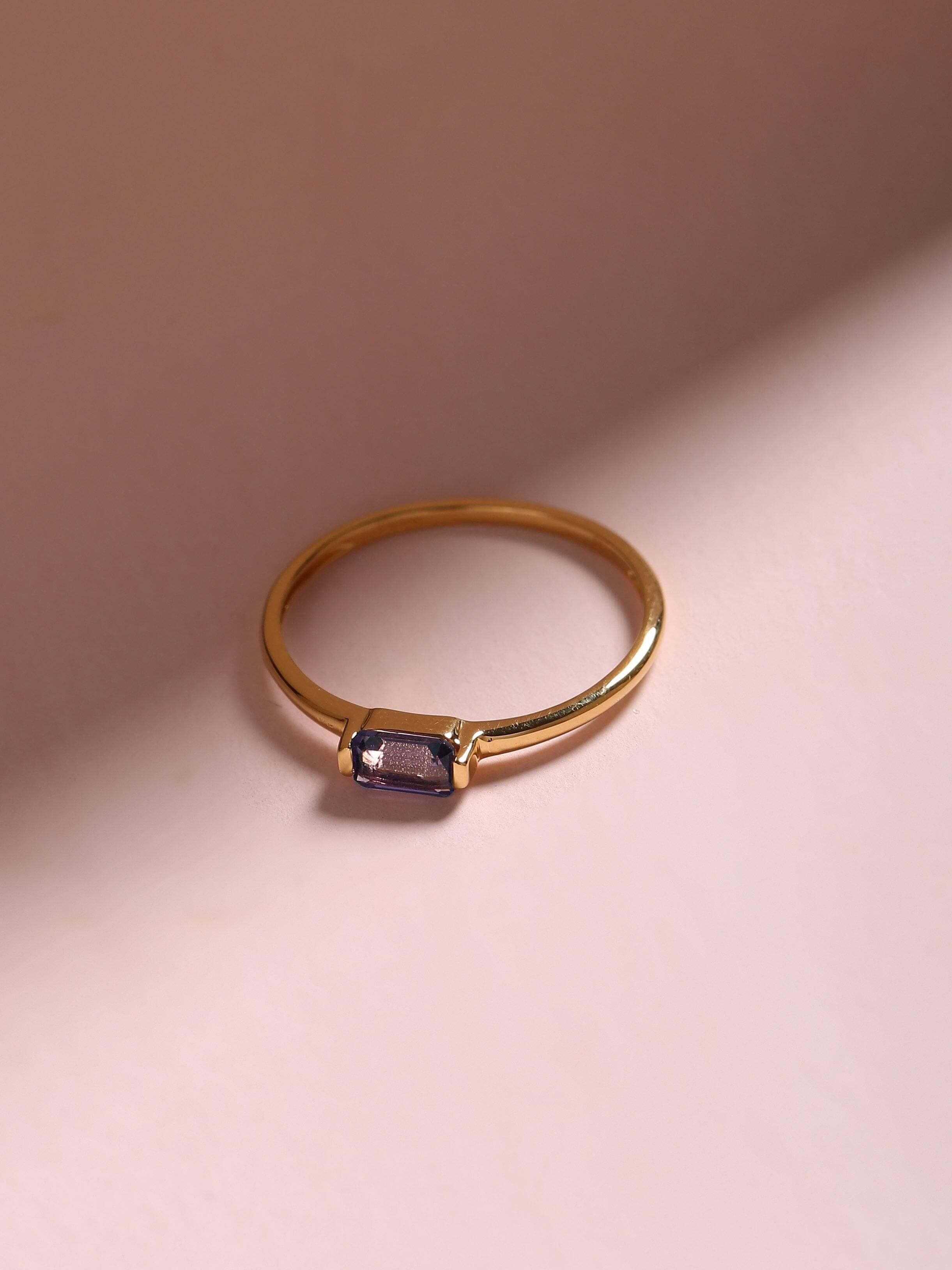0.27 Ct Amethyst Solid 10k Yellow Gold Ring Jewelry - YoTreasure