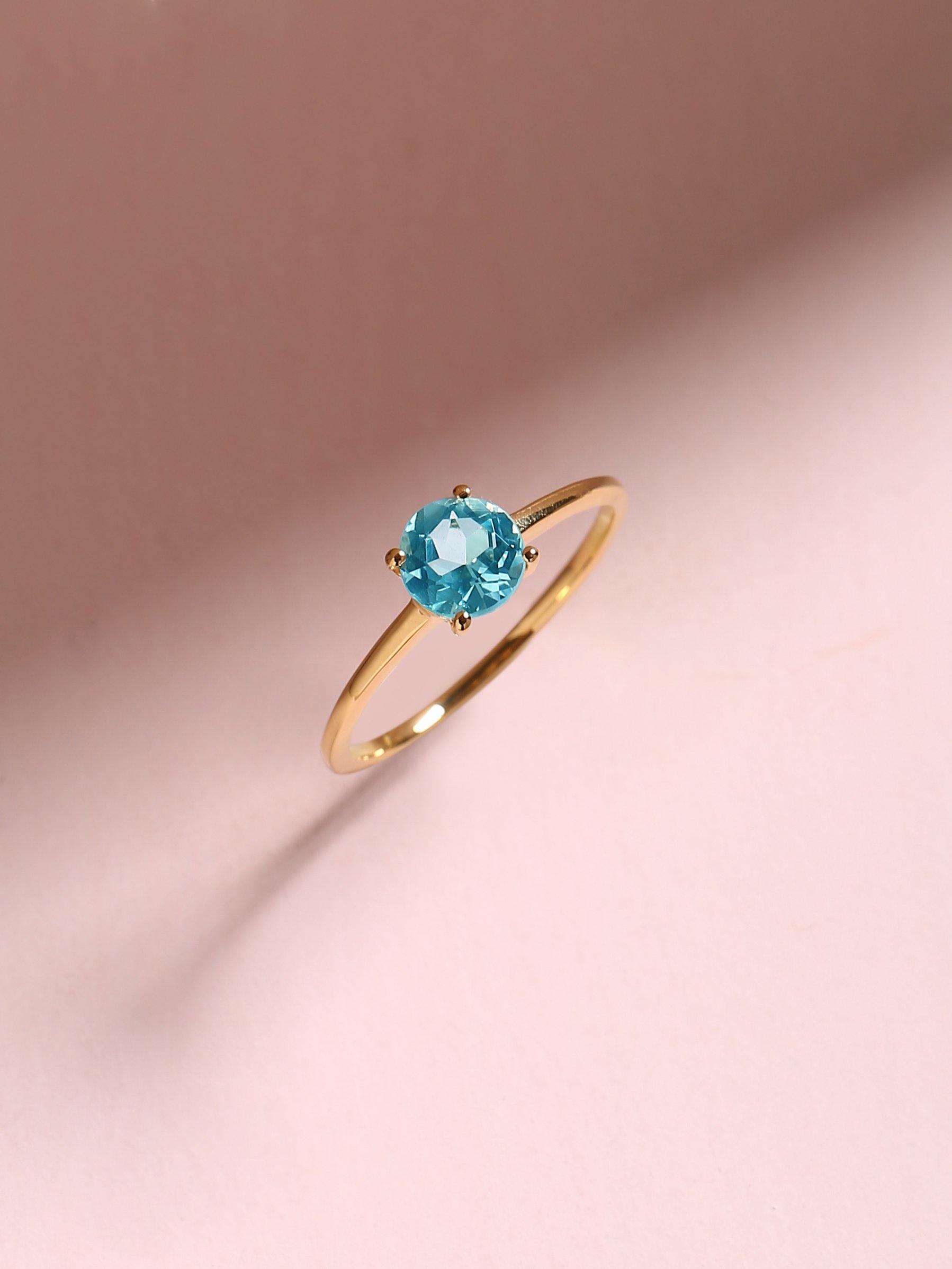1.03 Ct Sky Blue Topaz Solid 10k Yellow Gold Solitaire Ring Jewelry - YoTreasure