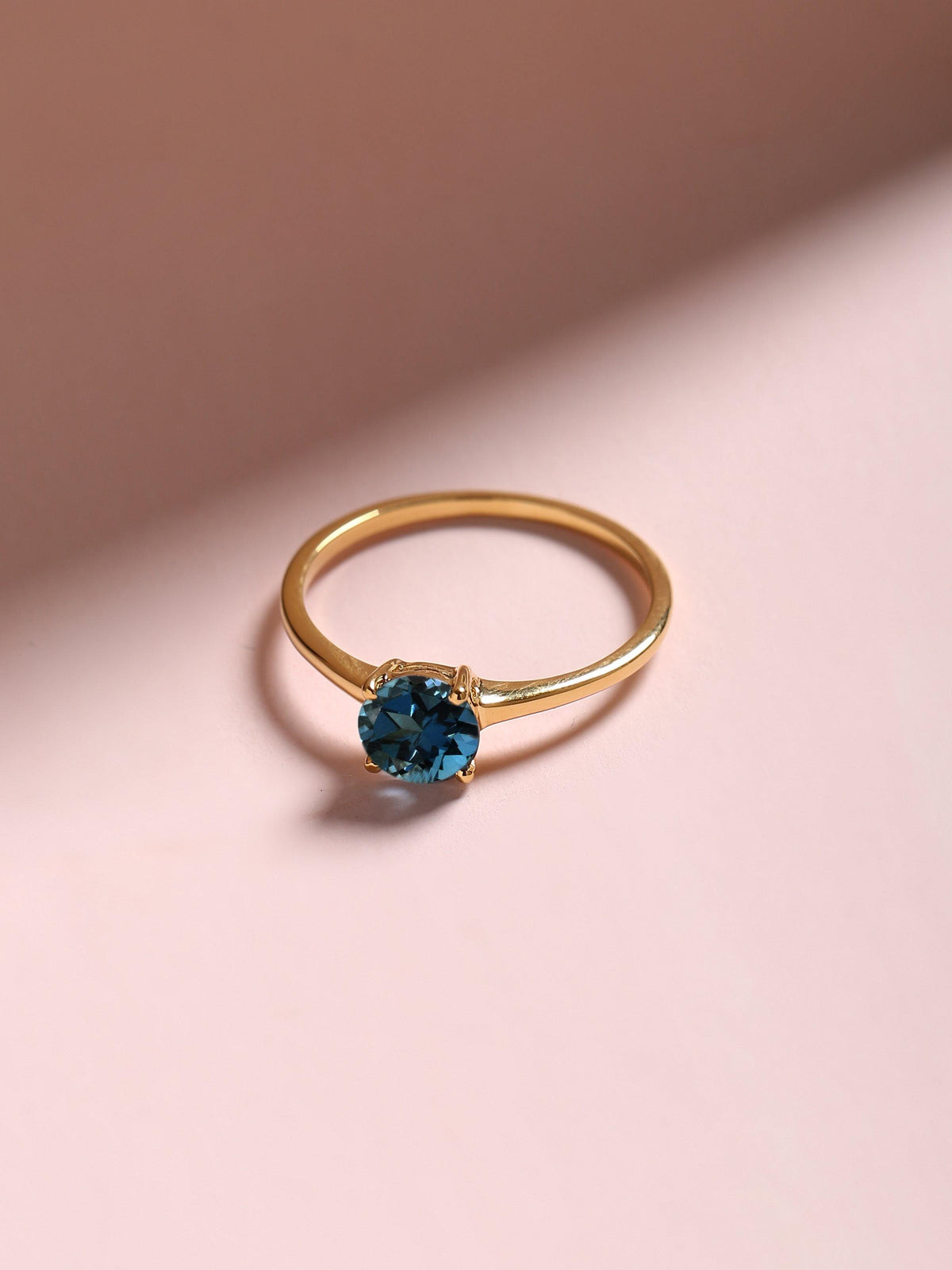 0.96 Ct London Blue Topaz Solid 10k Yellow Gold Solitaire Ring Jewelry - YoTreasure