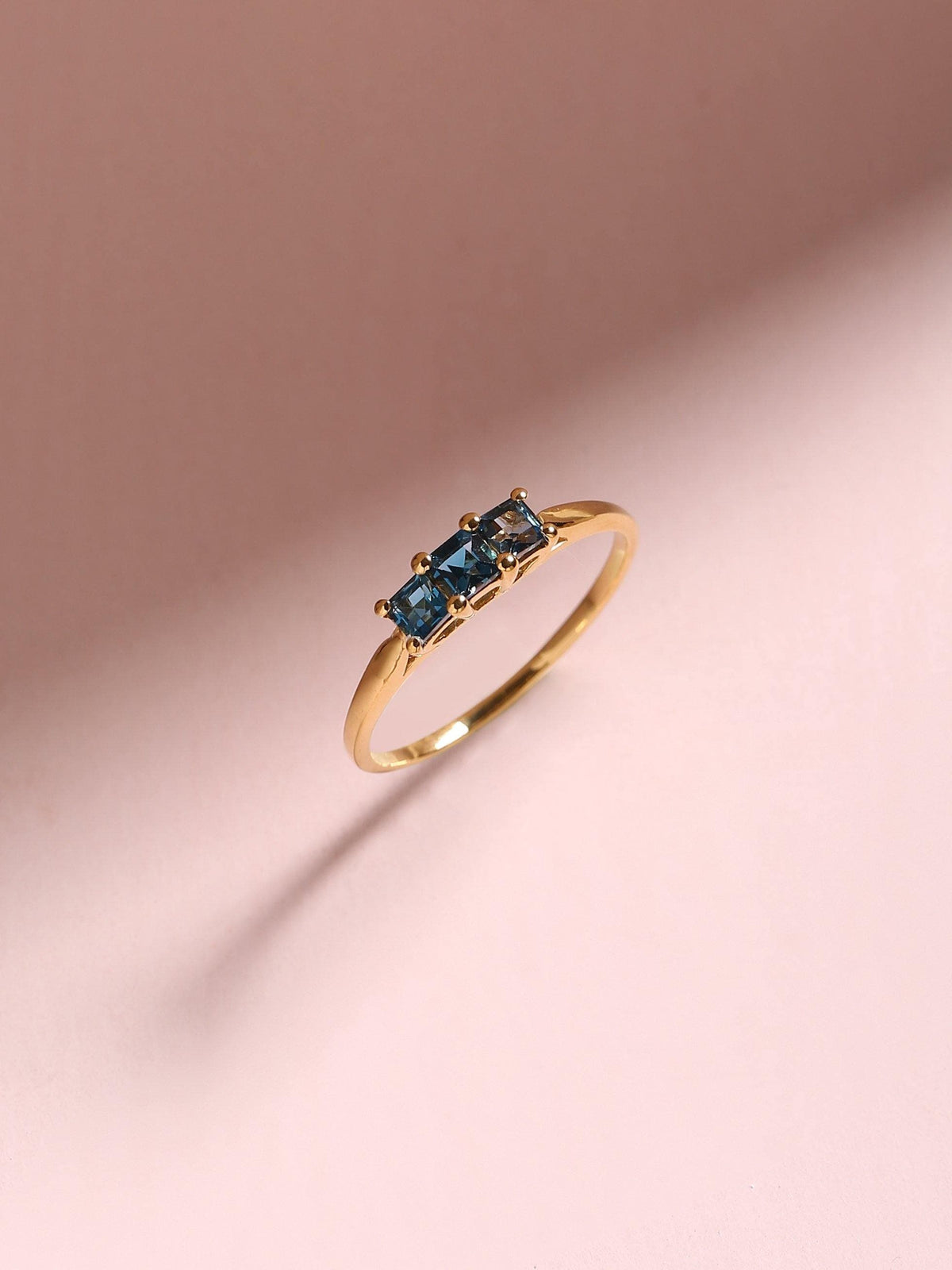 0.65 Ct. London Blue Topaz Solid 10K Yellow Gold Gemstone Ring - YoTreasure