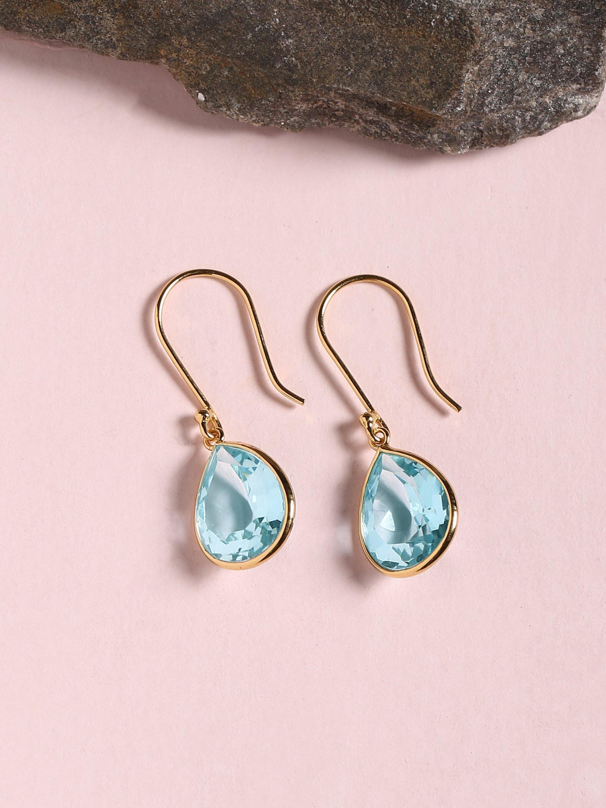 7.20 Ct Sky Blue Topaz Solid 10k Yellow Gold Teardrop Dangle Earrings - YoTreasure