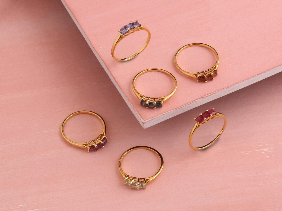 0.66 Ct. Glass Filled Ruby Solid 10k Yellow Gold Band Ring Jewelry - YoTreasure