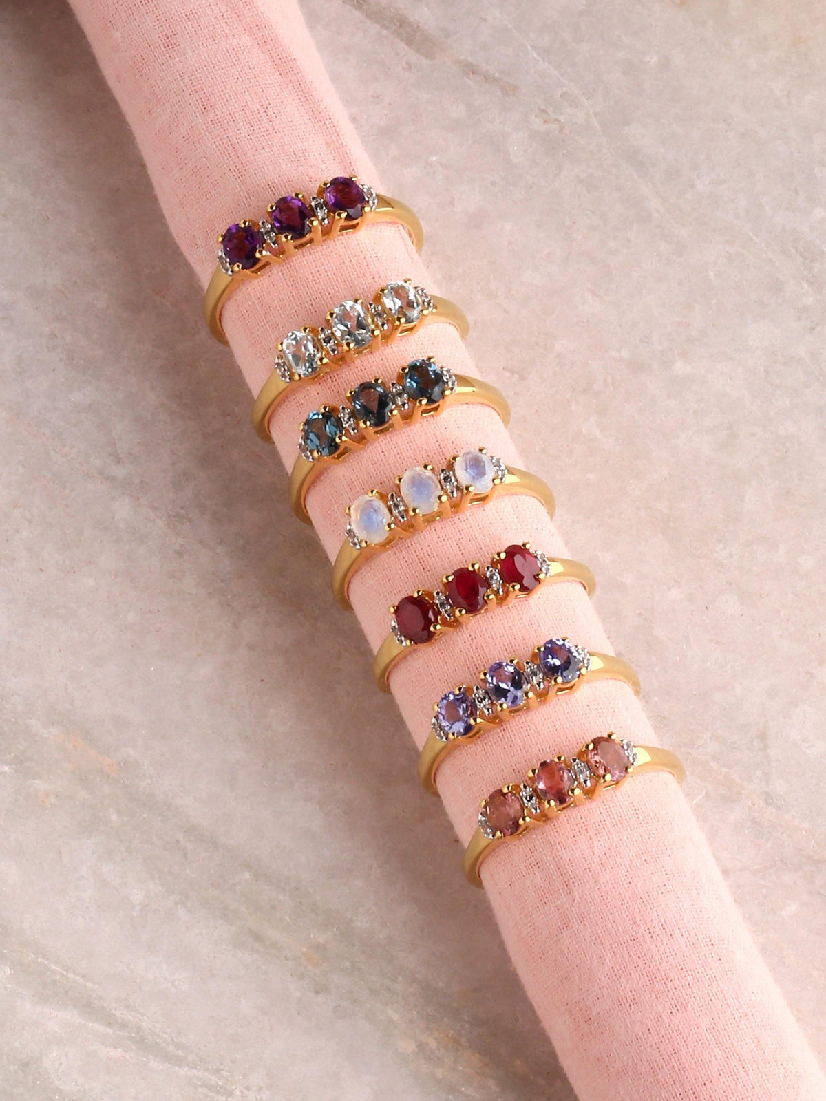 Amethyst White Topaz Solid 10K Yellow Gold Gemstone Ring - YoTreasure