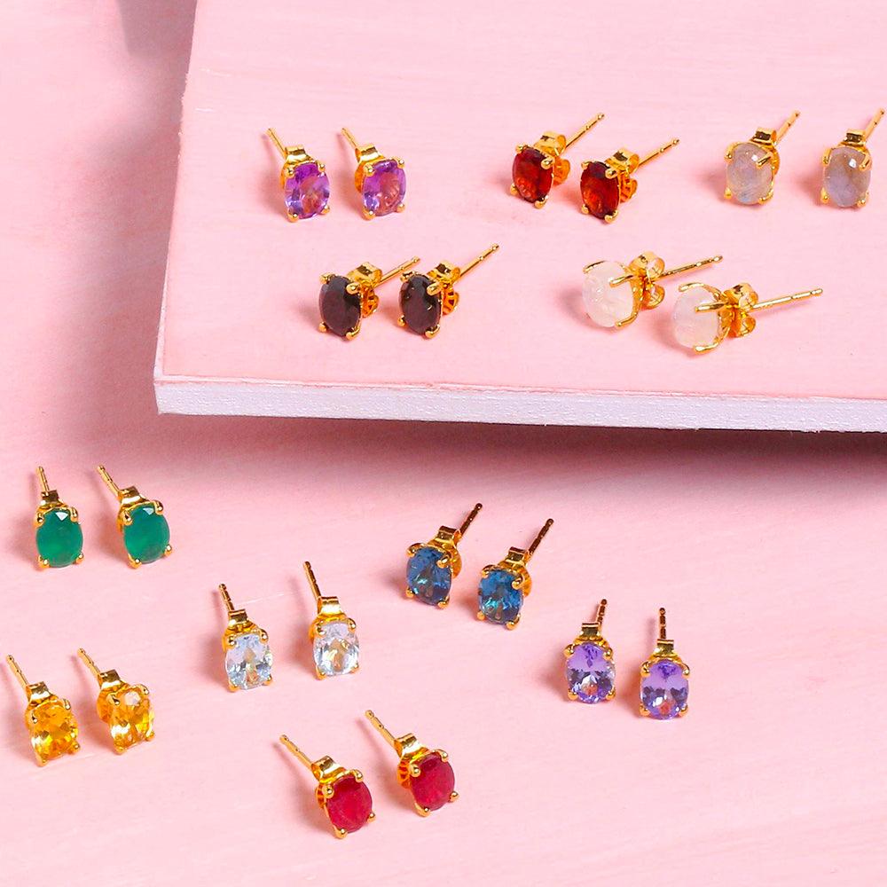 1.50 Ct. Natural Amethyst Solid 10K Yellow Gold Stud Earrings - YoTreasure