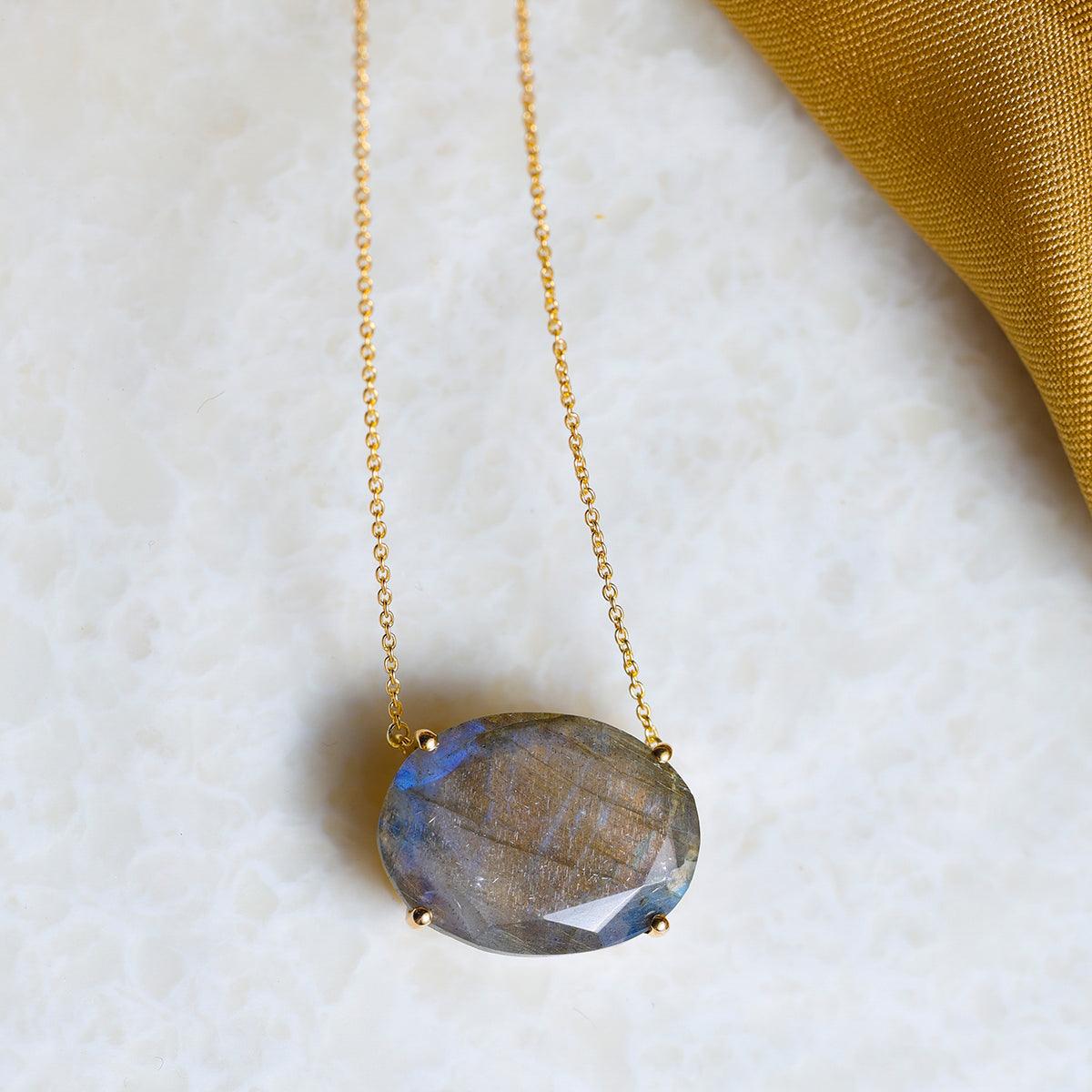 Labradorite 14kt Gold Over 925 Silver Chain Pendant Necklace Jewelry - YoTreasure