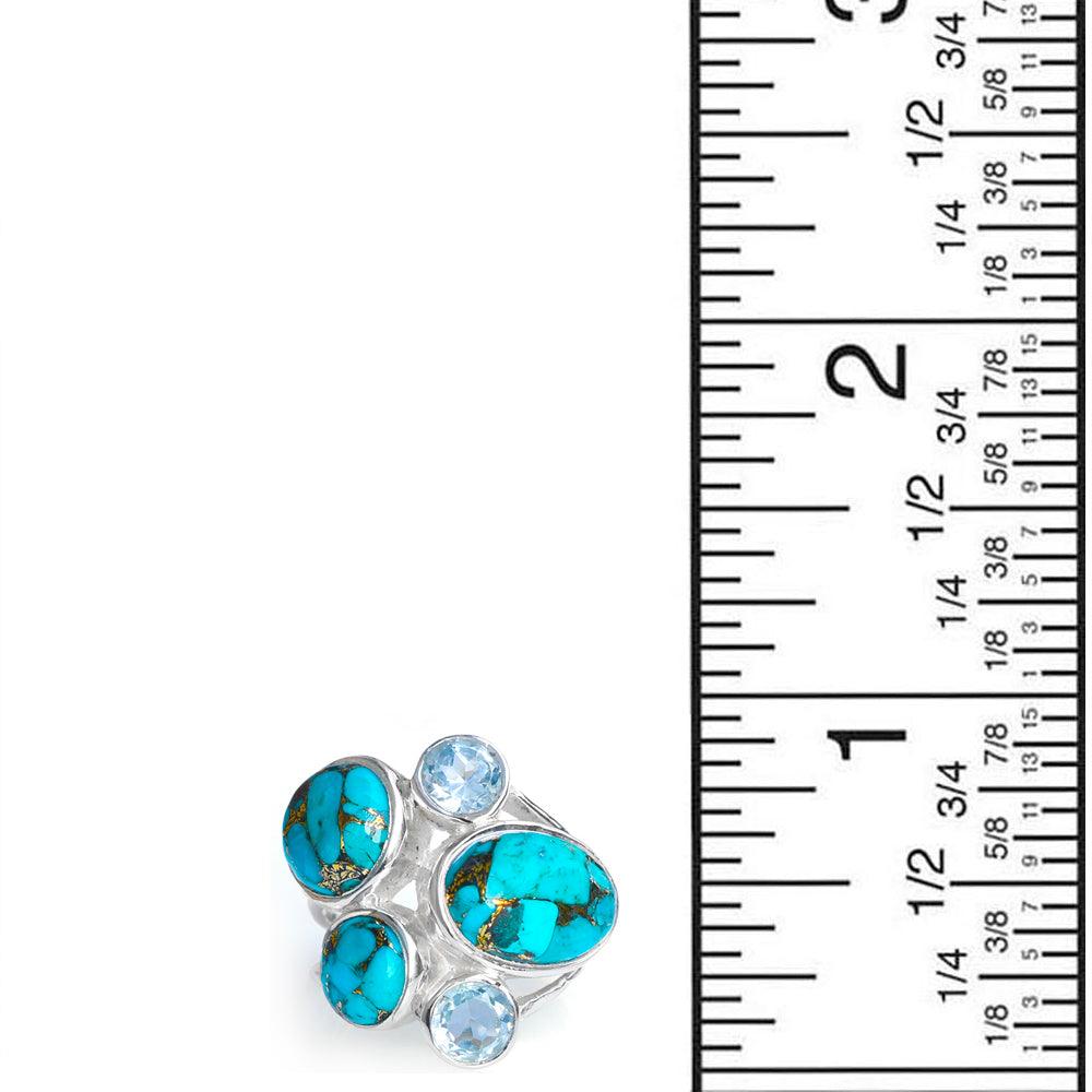 Blue Copper Turquoise Solid 925 Sterling Silver Designer Ring Jewelry - YoTreasure