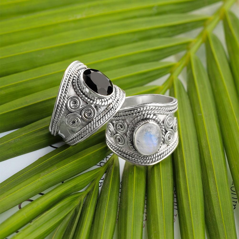 Black Onyx Ring Solid 925 Sterling Silver Gemstone Jewelry - YoTreasure