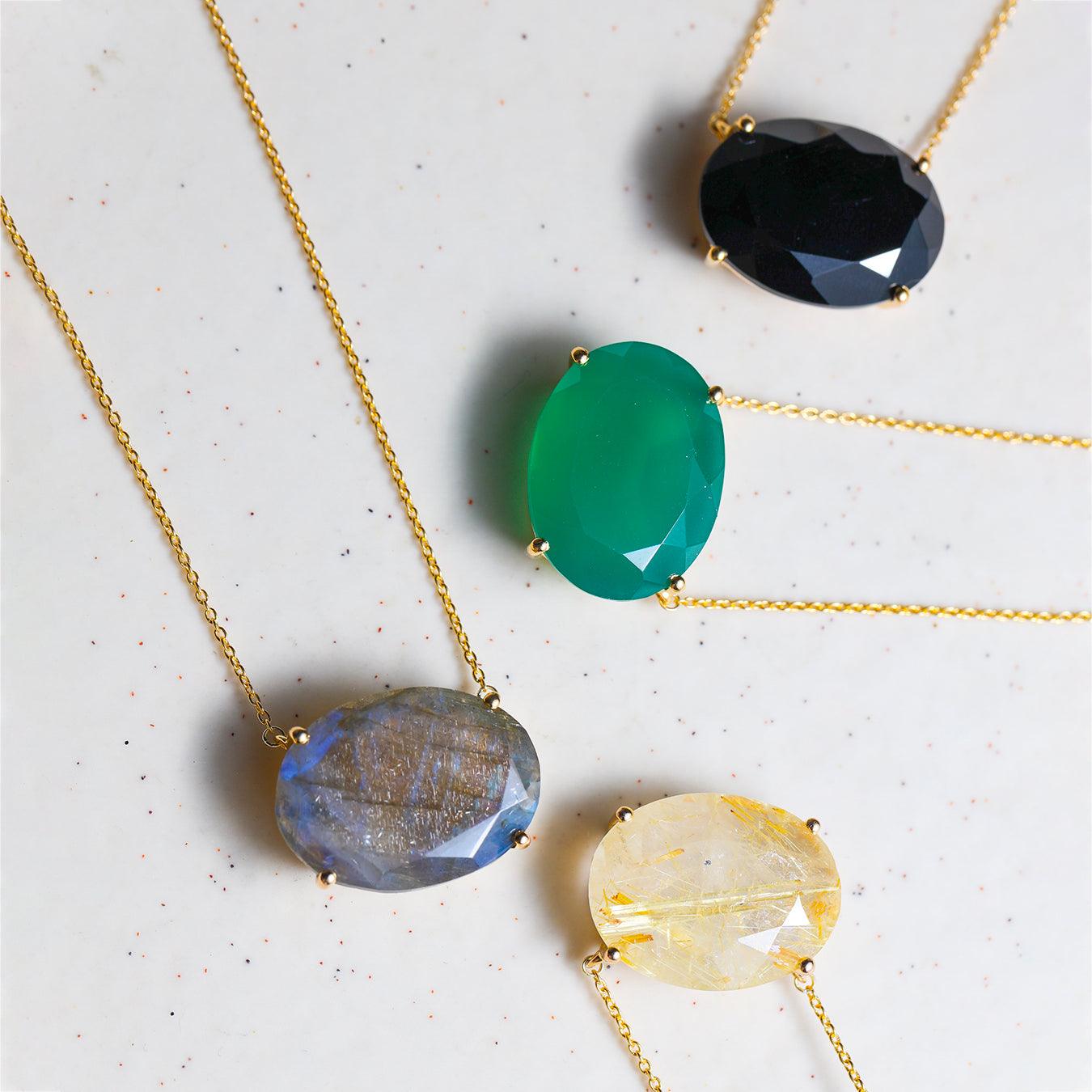 Labradorite 14kt Gold Over 925 Silver Chain Pendant Necklace Jewelry - YoTreasure
