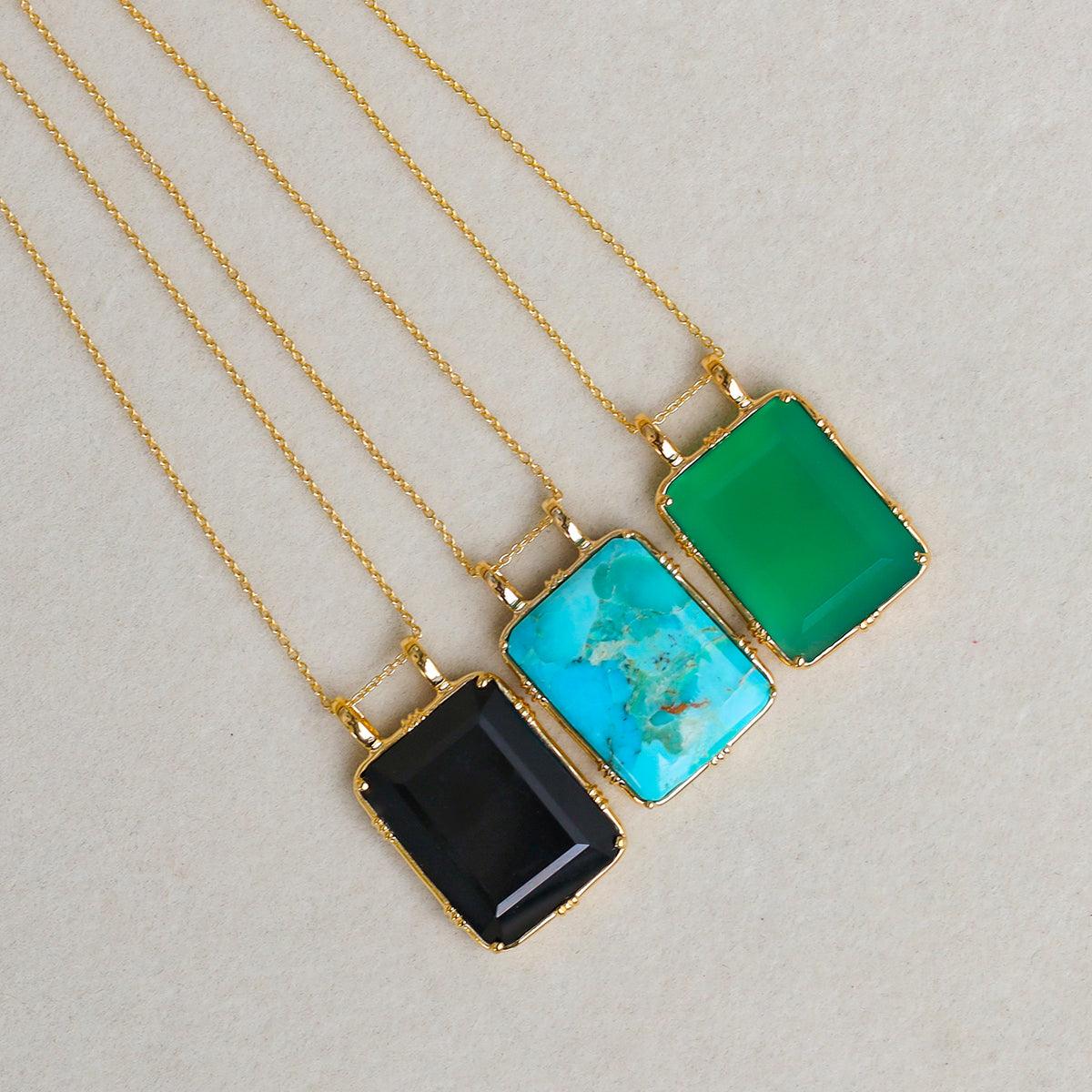 Black Onyx Necklace 14kt Gold Over Silver Chain Pendant Necklace Jewelry - YoTreasure
