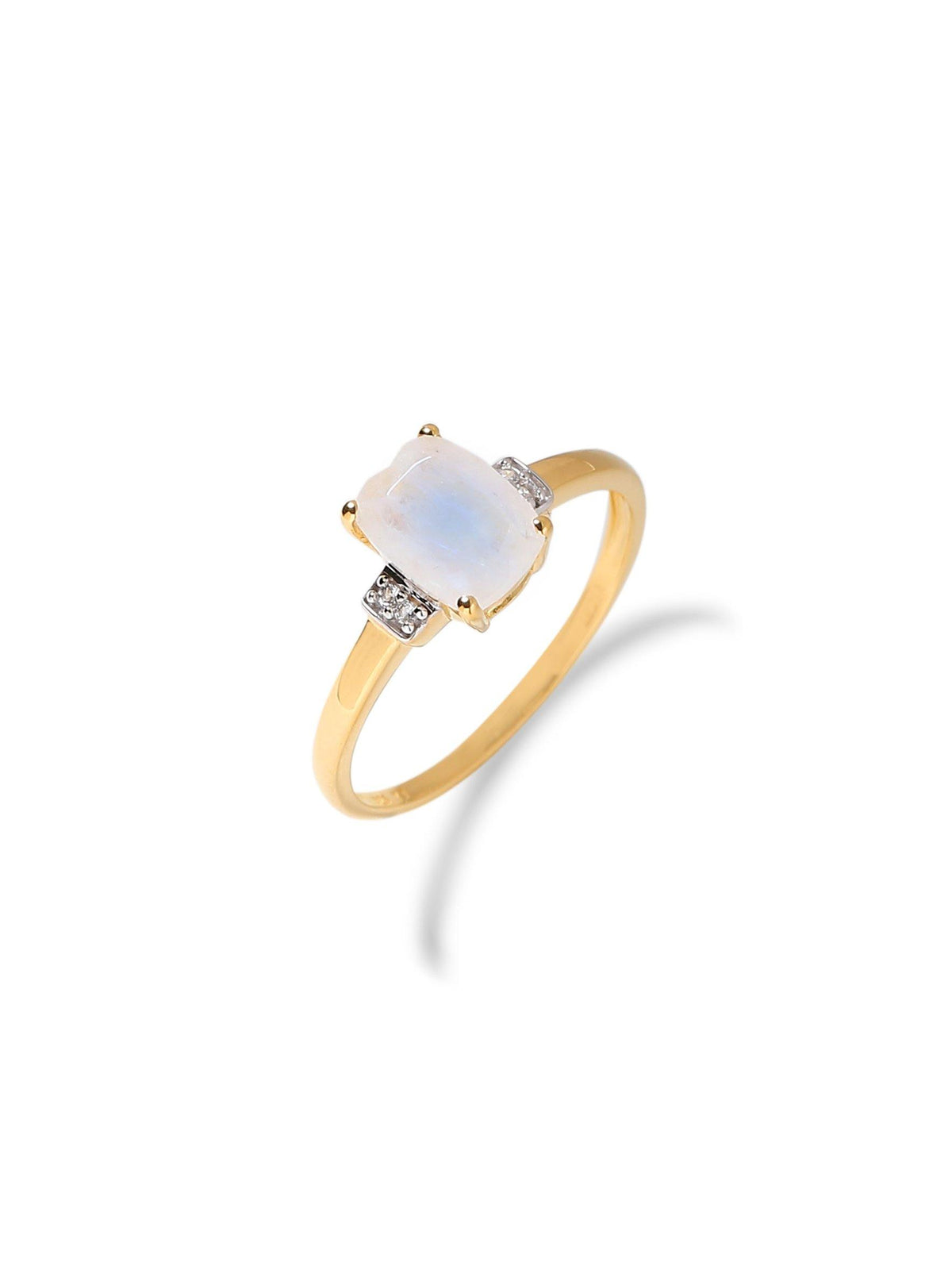 1.72 Cts Rainbow Moonstone Solid 10k Yellow Gold Princess Ring - YoTreasure