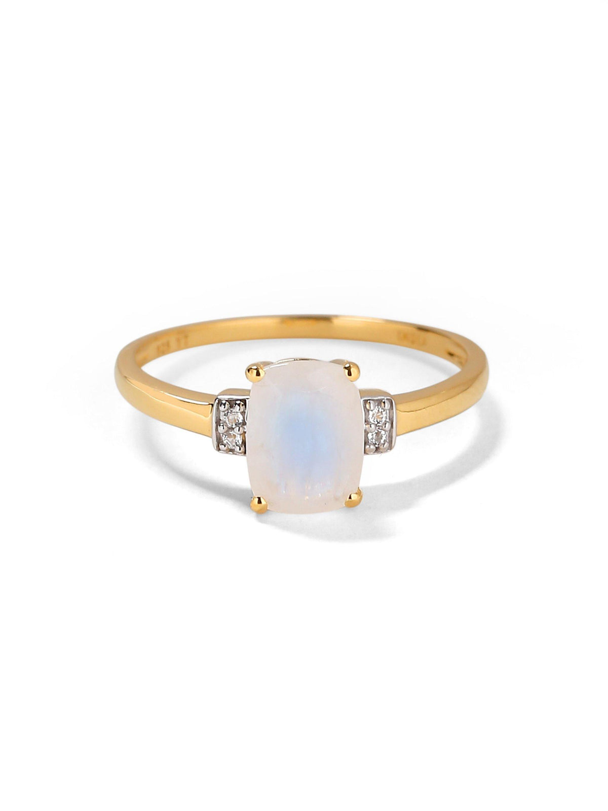 1.72 Cts Rainbow Moonstone Solid 10k Yellow Gold Princess Ring - YoTreasure
