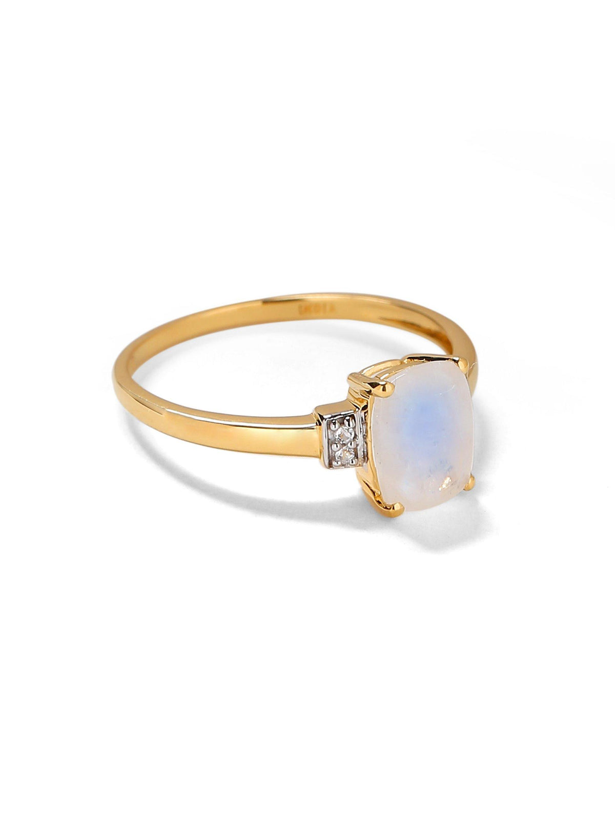 1.72 Cts Rainbow Moonstone Solid 10k Yellow Gold Princess Ring - YoTreasure