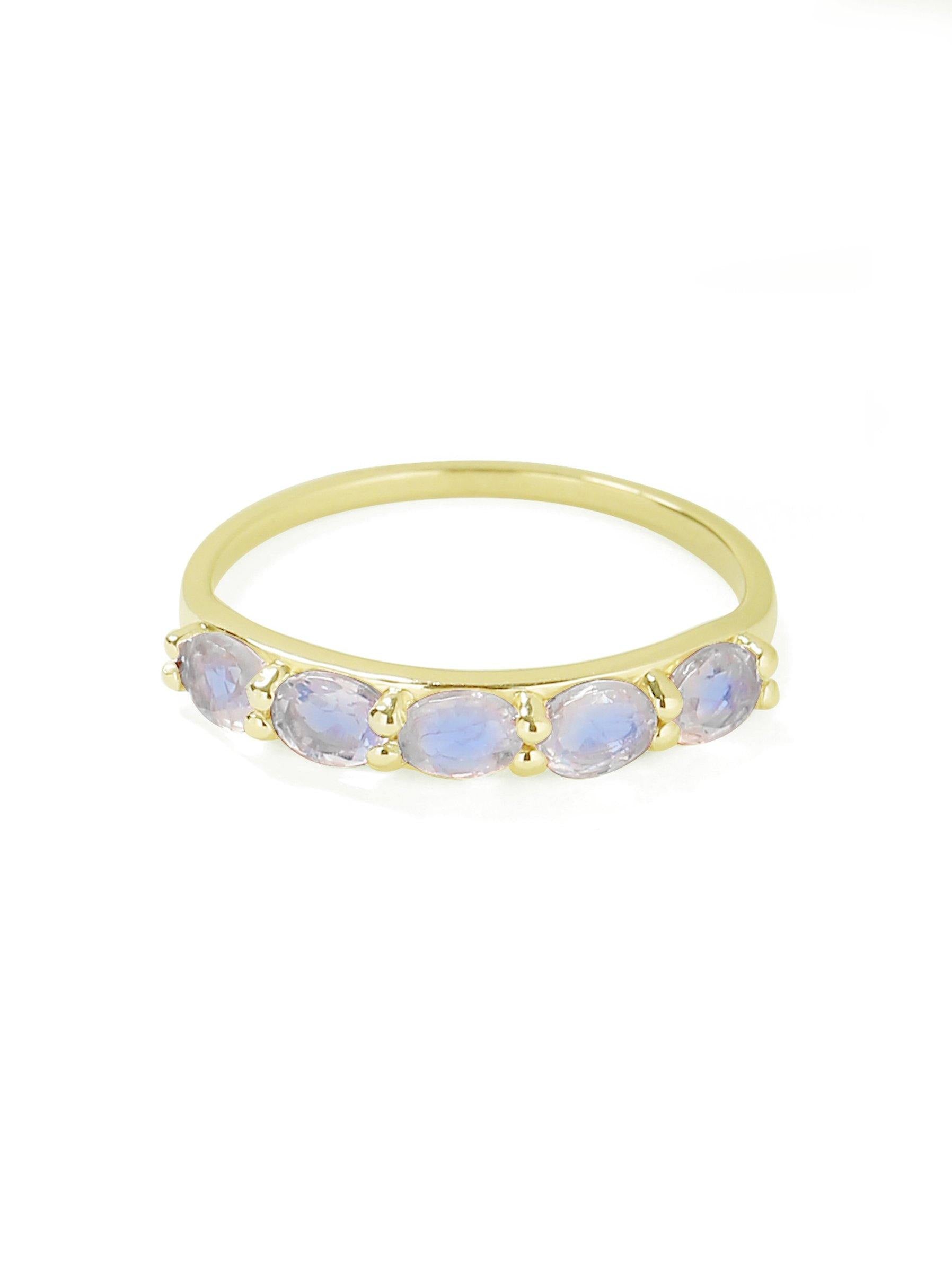 Rainbow Moonstone Solid 10K Yellow Gold Gemstone Ring - YoTreasure