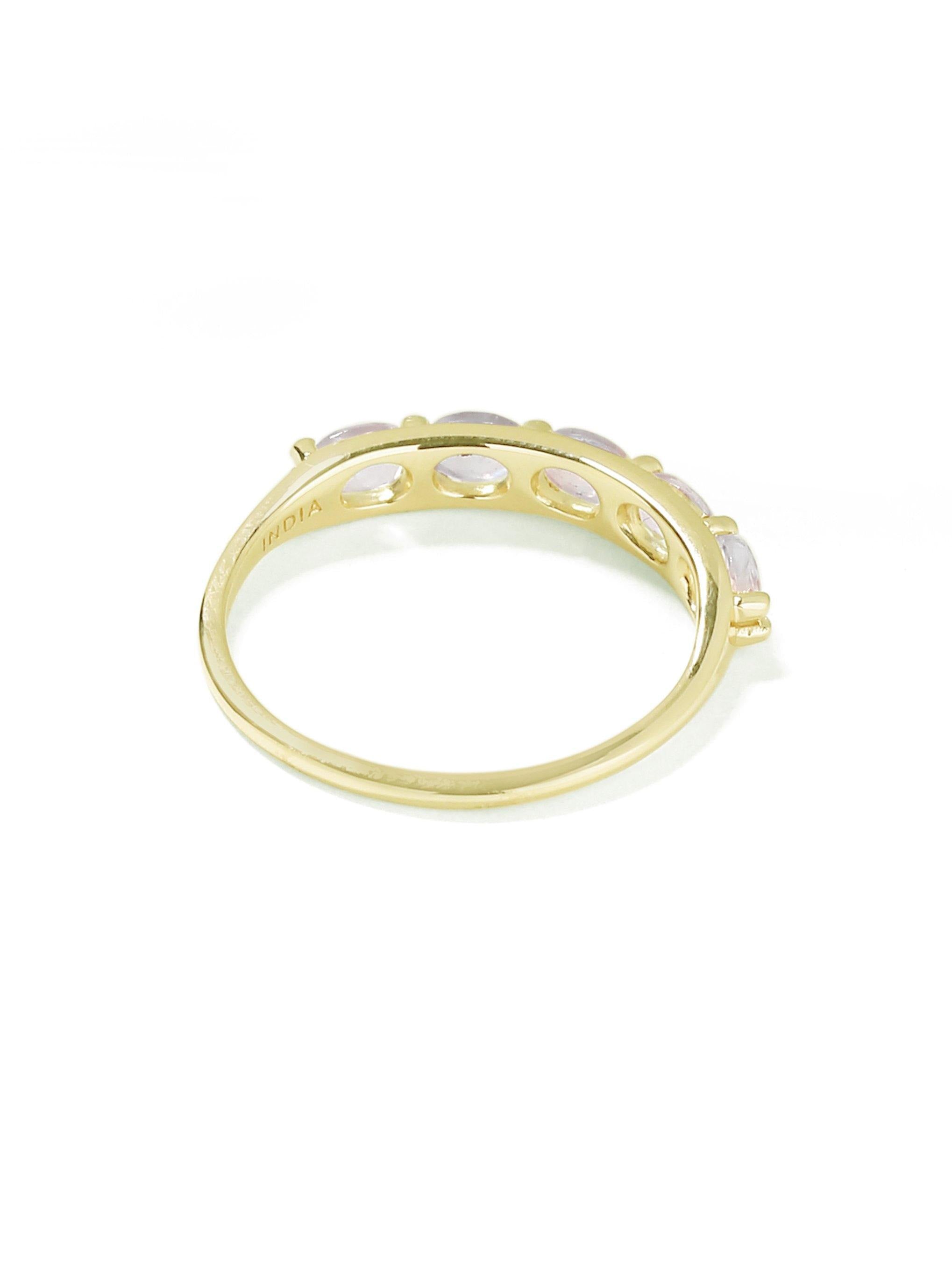 Rainbow Moonstone Solid 10K Yellow Gold Gemstone Ring - YoTreasure