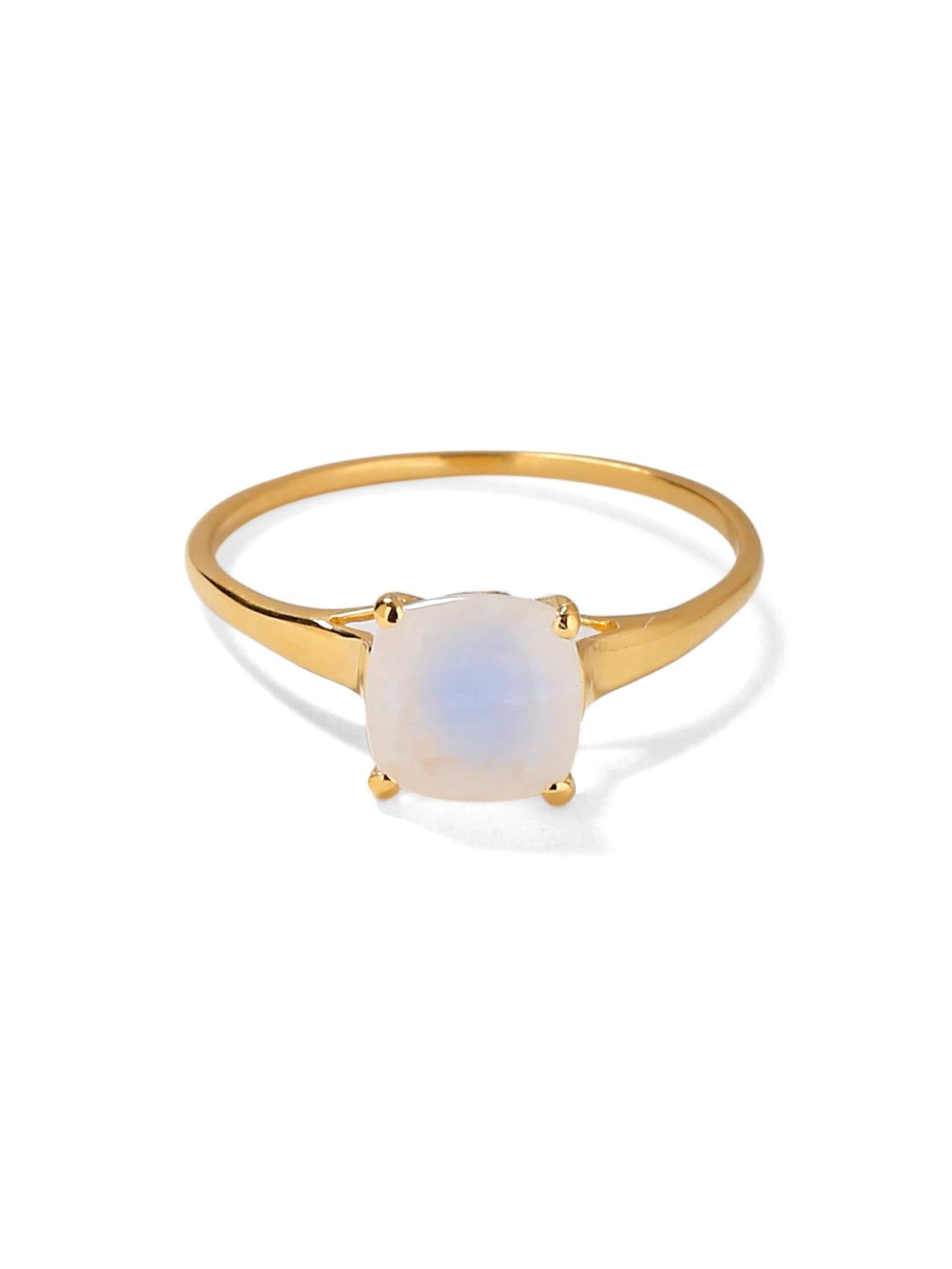1.88 Cts Rainbow Moonstone Solid 10k Yellow Gold Ring Jewelry - YoTreasure