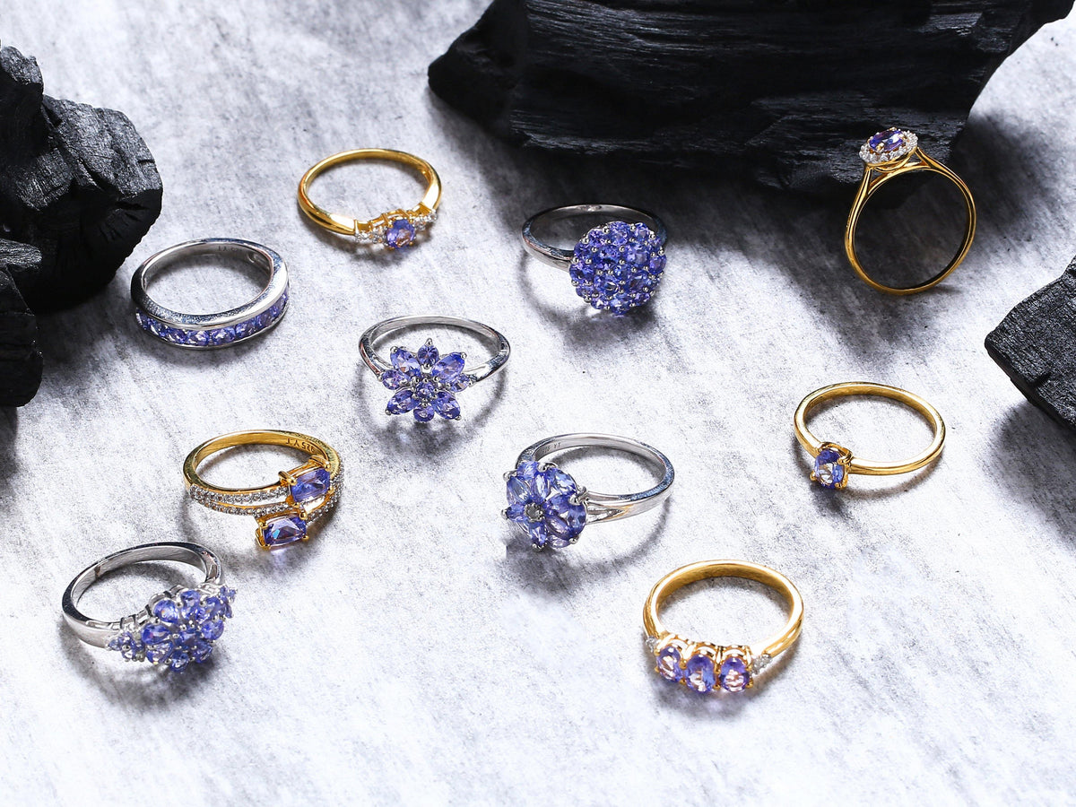 Tanzanite Solid 925 Sterling Silver Cluster Ring Jewelry - YoTreasure