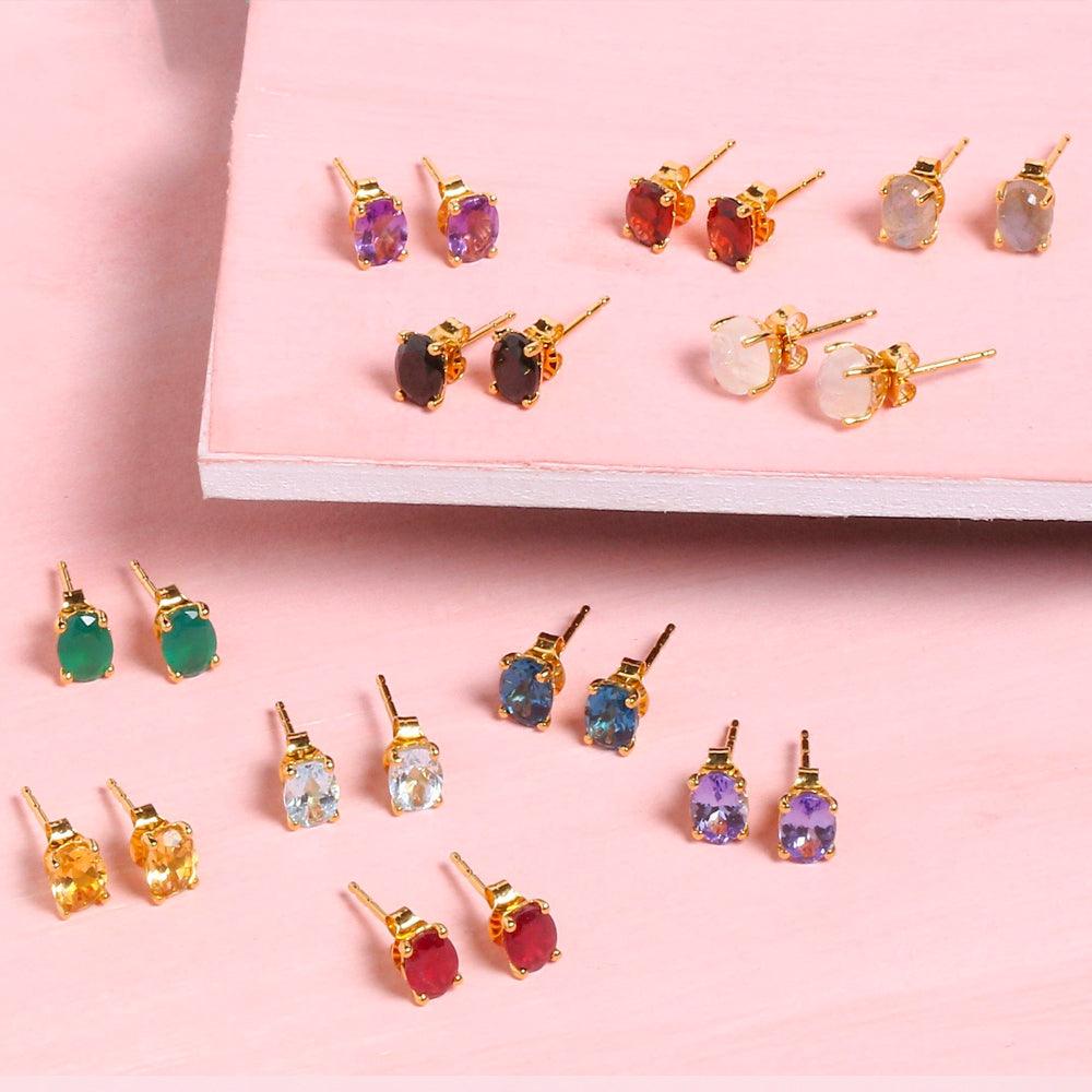 1.34 Ct. Green Onyx Solid 10K Yellow Gold Stud Earrings - YoTreasure