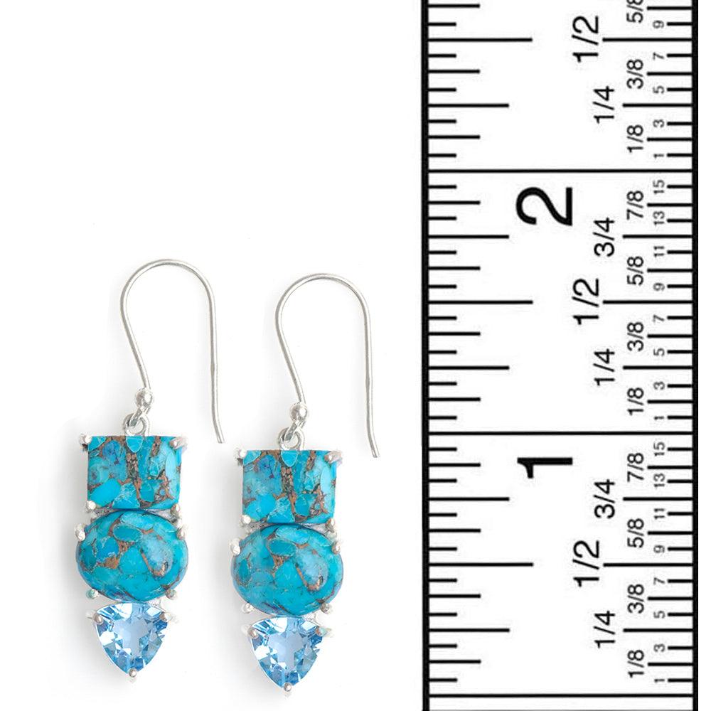 Turquoise Blue Topaz Solid 925 Sterling Silver Dangle Earrings Jewelry - YoTreasure