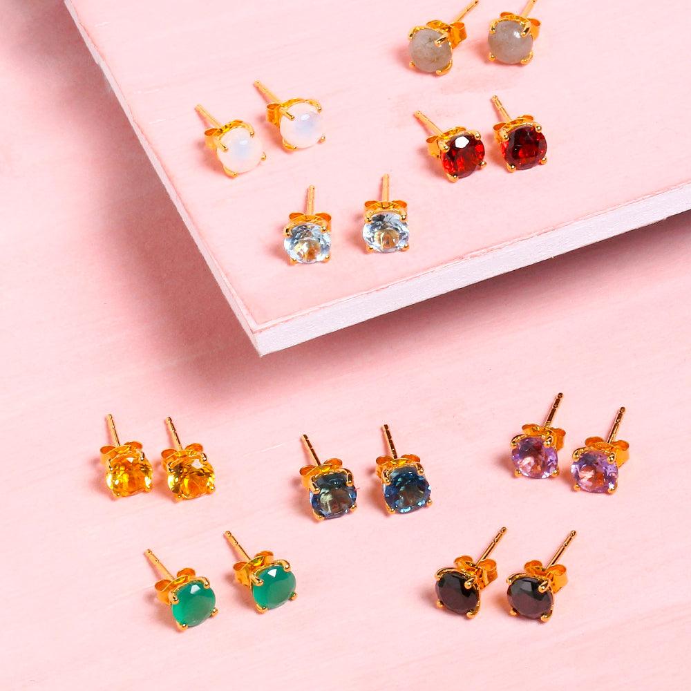 1.50 Ct. Green Onyx Solid 10k Yellow Gold Stud Earrings - YoTreasure