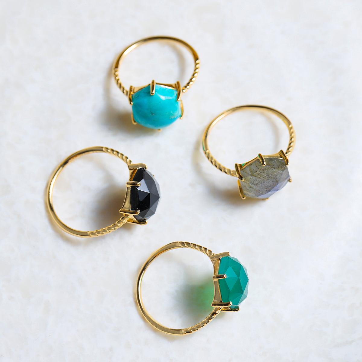 Black Onyx Solitaire Ring 14k Gold Over 925 Silver Jewelry - YoTreasure
