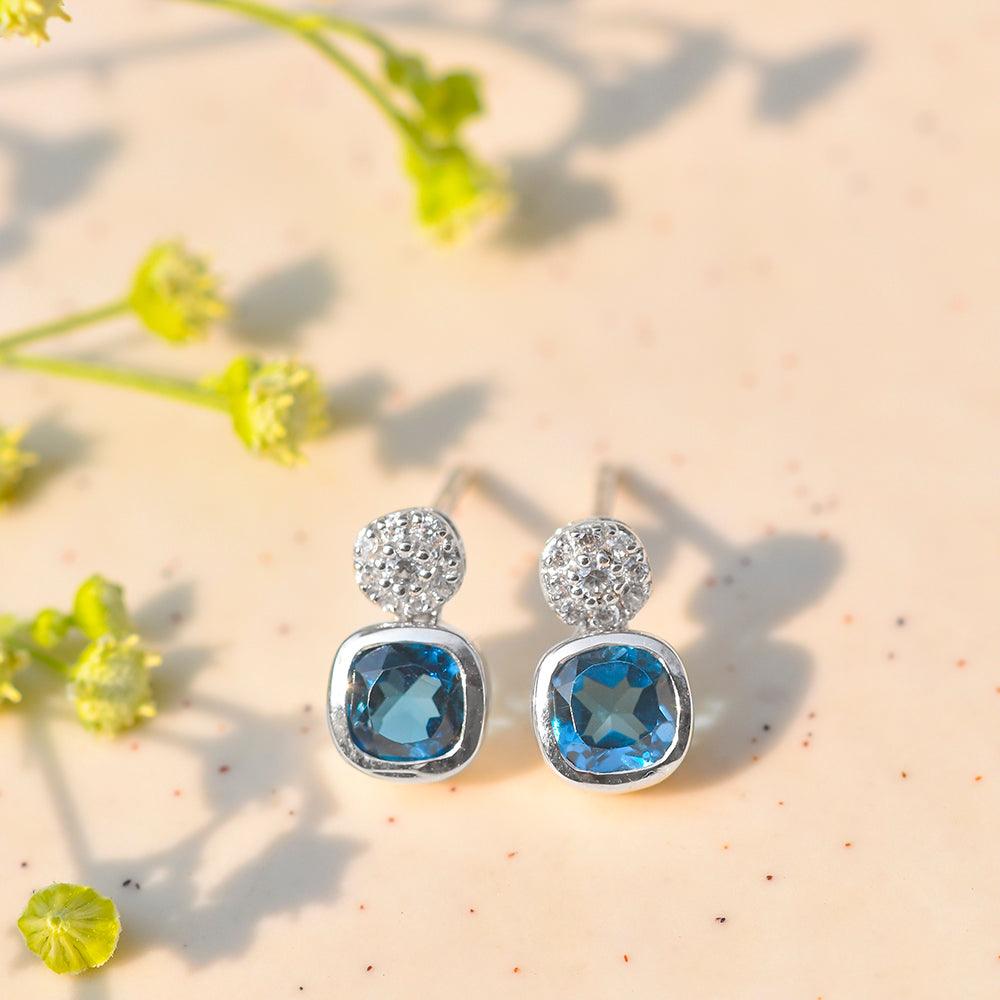 1.62 Ct. London Blue Topaz Solid 925 Sterling Silver Stud Earrings Jewelry - YoTreasure