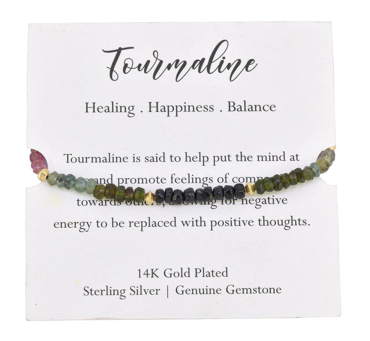 Multi Tourmaline Solid 925 Sterling Silver Gold Plated Link Chain Bracelet 8" - YoTreasure
