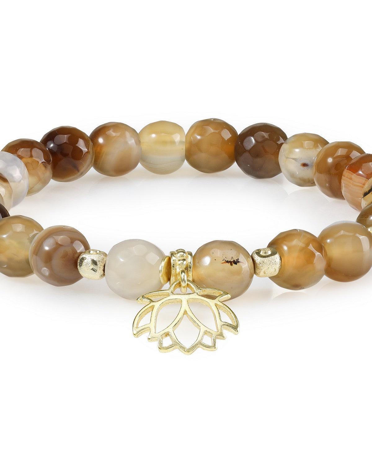 Brown Multi Onyx Beads Bracelet in Brass Jewelry - YoTreasure