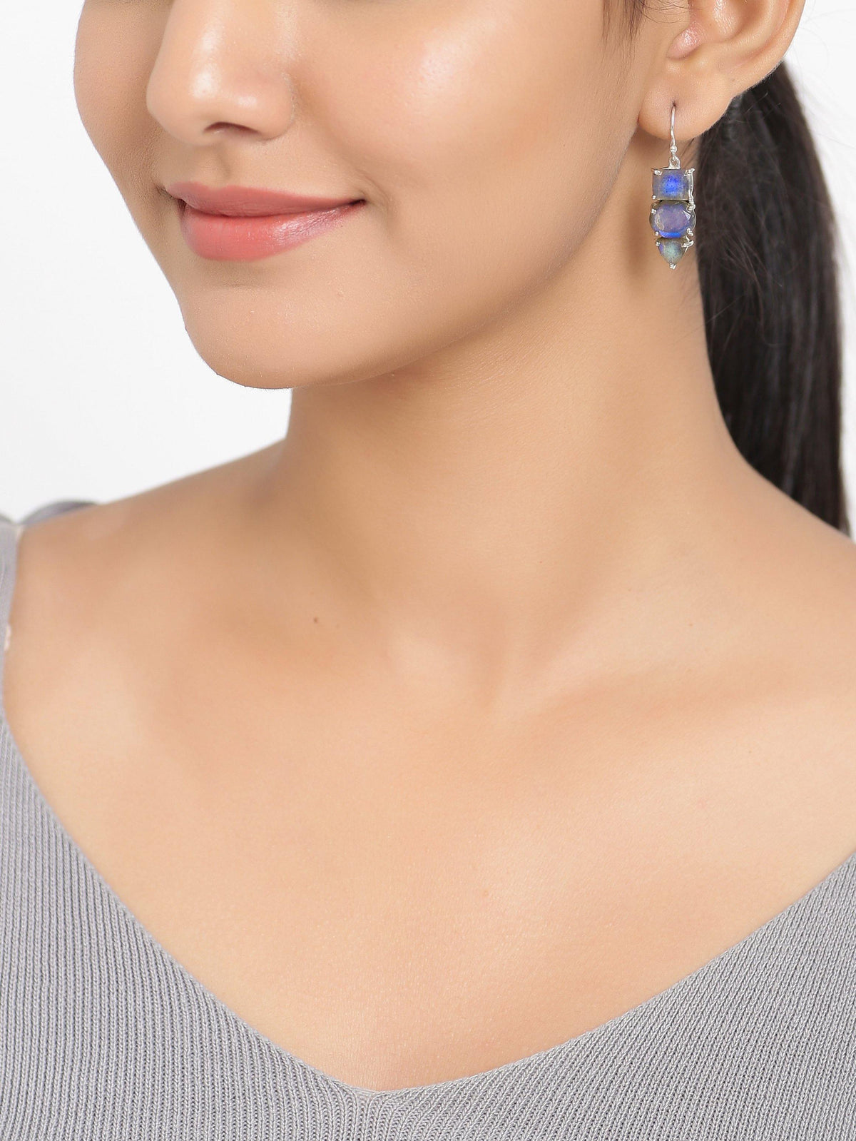 Labradorite Solid 925 Sterling Silver Earrings - YoTreasure