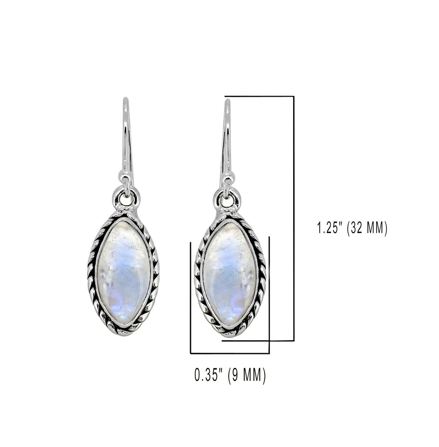 Rainbow Moonstone Solid 925 Sterling Silver Dangle Earrings Jewelry - YoTreasure