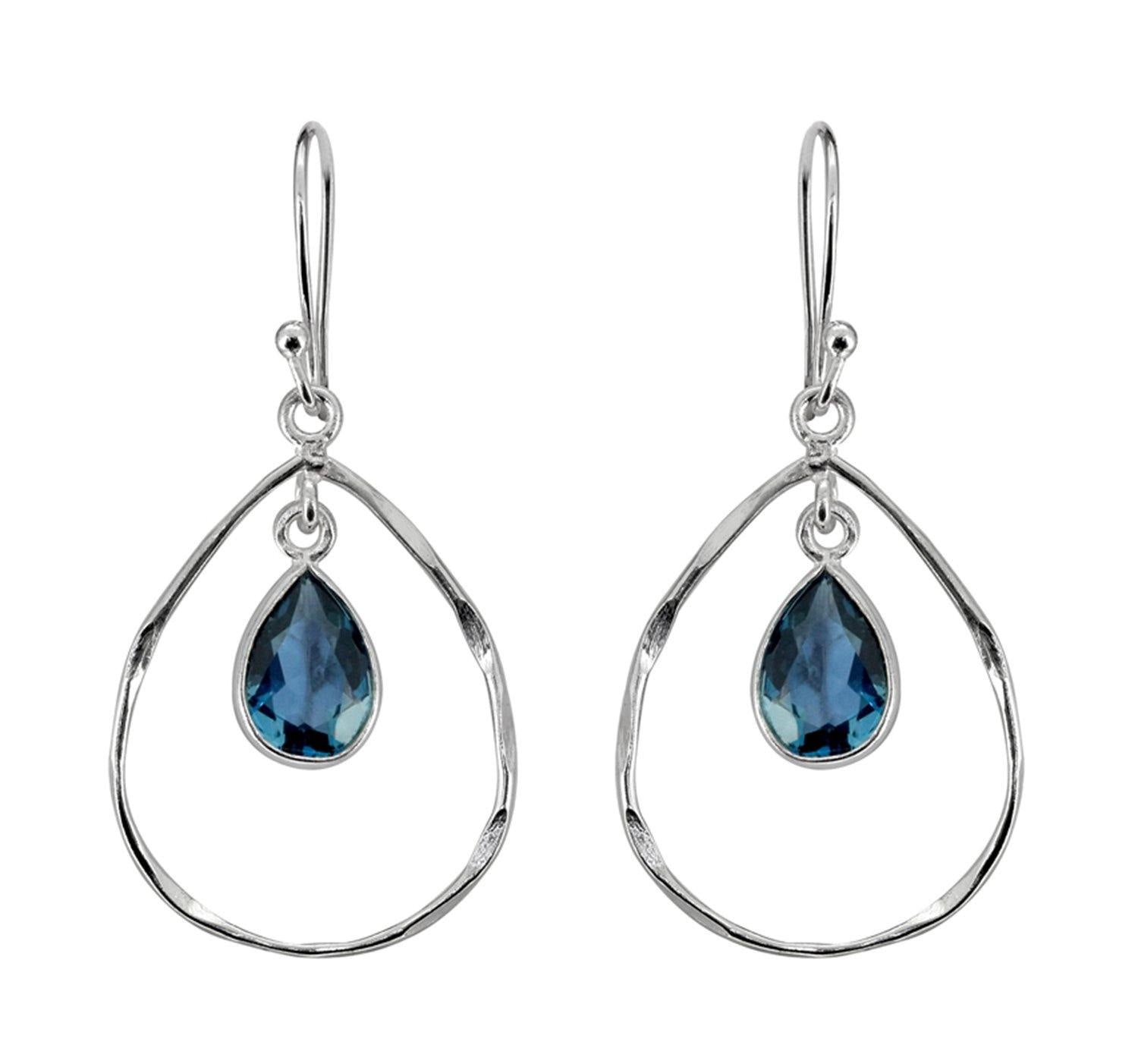 London Blue Topaz Solid 925 Sterling Silver Teardrop Dangle Earrings Jewelry - YoTreasure