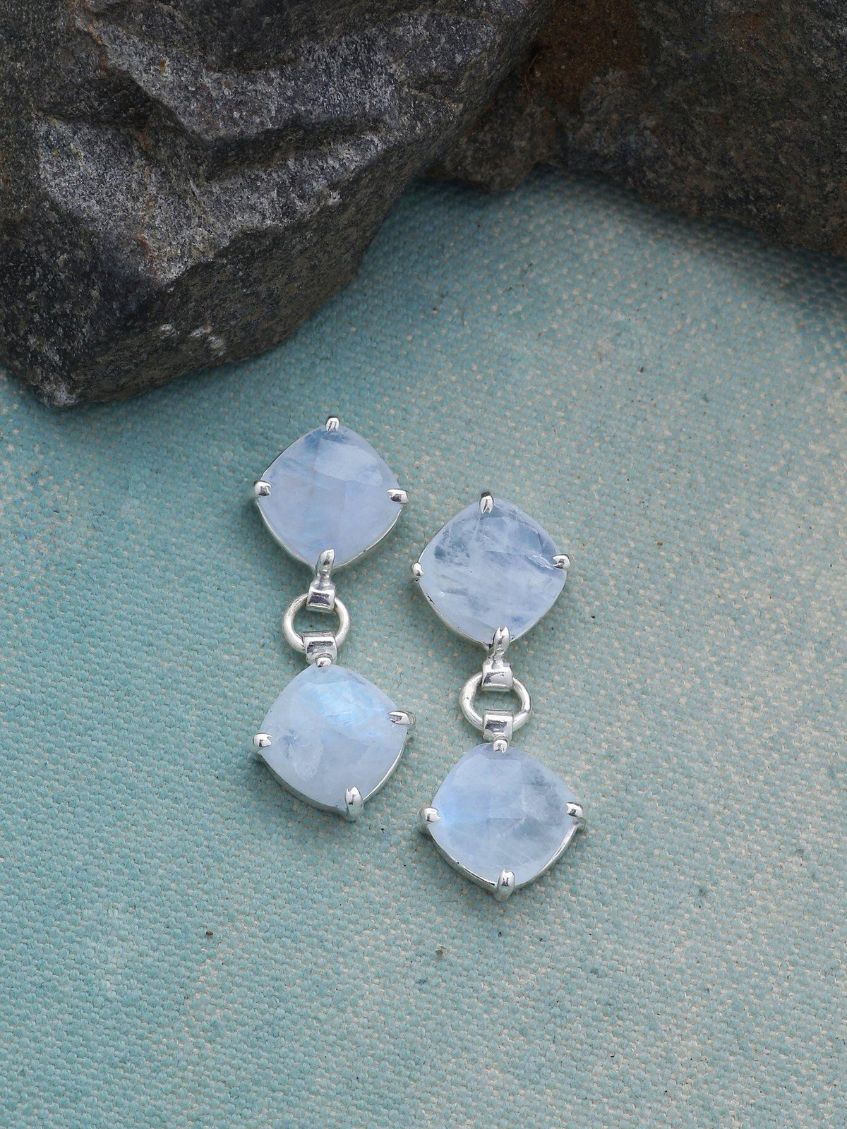 Rainbow Moonstone Solid 925 Sterling Silver Drop Earrings Jewelry - YoTreasure