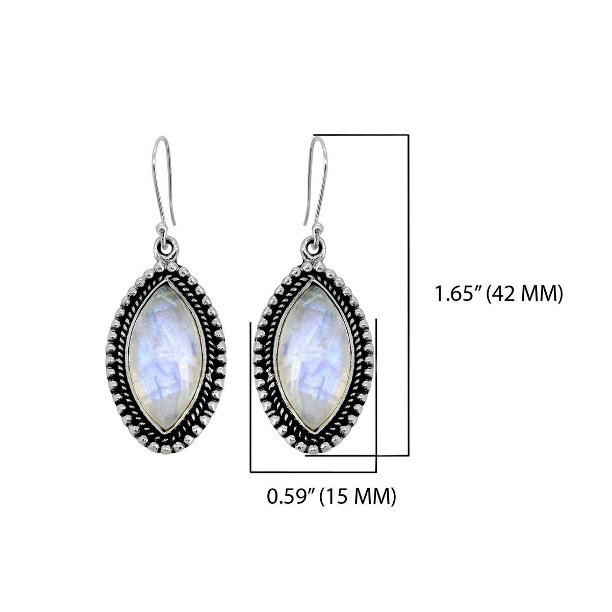 Moonstone Solid 925 Sterling Silver Dangle Earrings Jewelry - YoTreasure