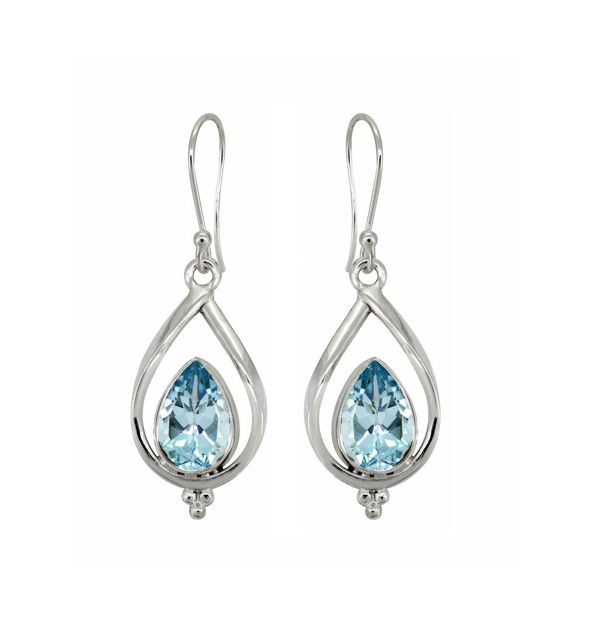 Blue Topaz Solid 925 Sterling Silver Dangle Earrings - YoTreasure