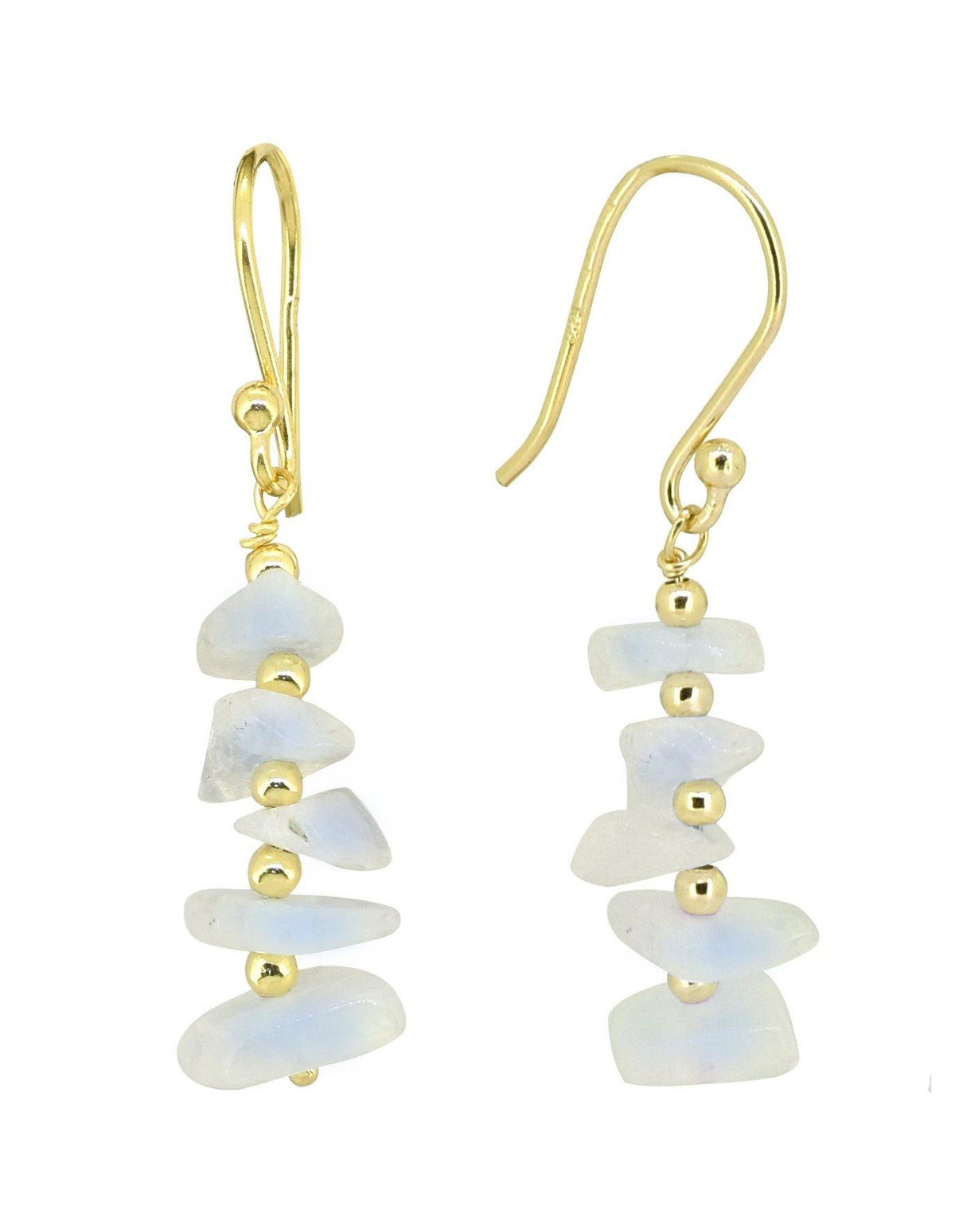 Moonstone Solid 925 Silver Gold Plated Dangle Earrings Jewelry - YoTreasure