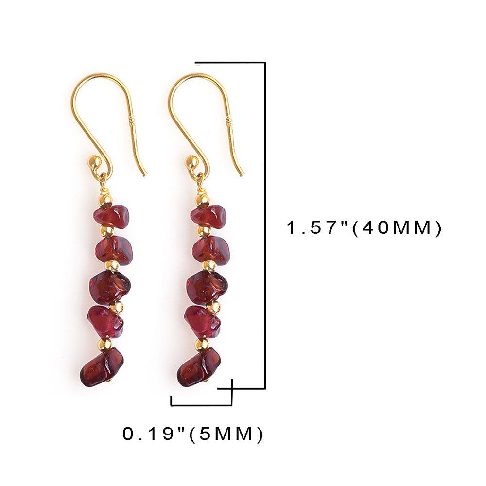 Garnet Solid 925 Silver Gold Plated Dangle Earrings Jewelry - YoTreasure